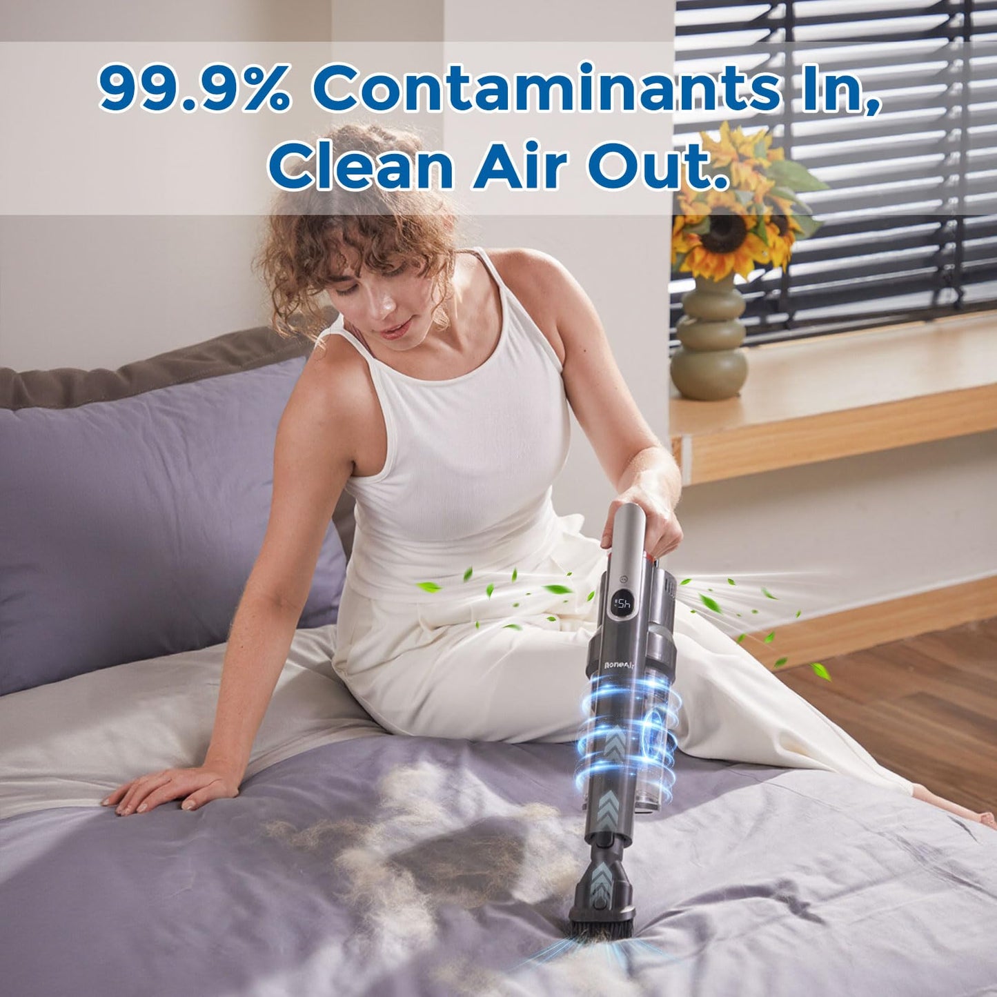 RONEAIR Cordless Vacuum Cleaner Ultra-Lightweight, Pet Vacuum Cleaners for Home with Powerful Suction, Stick Vacuum Cordless Rechargeable, Household Vacuum for Hardwood Floor, Carpet, Pet Hair, Car