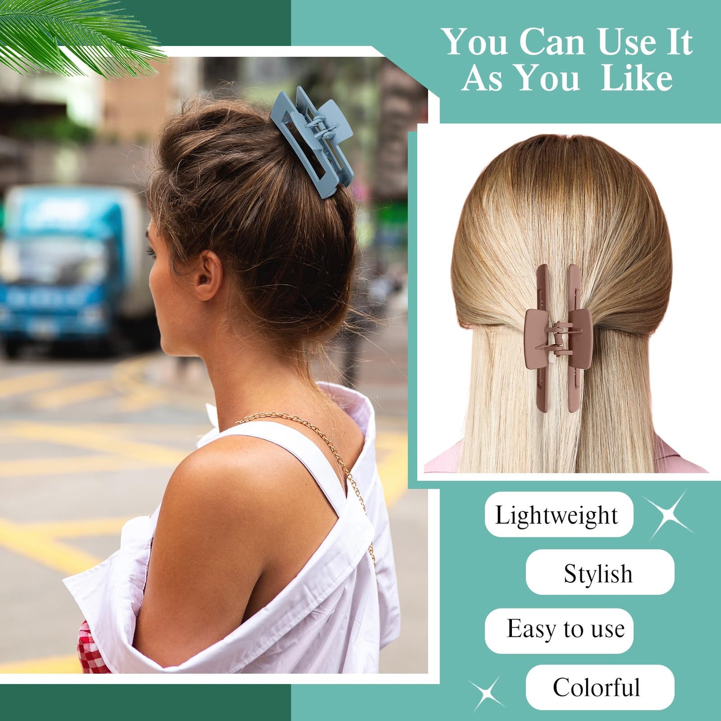 XunYee 60 Pcs Hair Clips Bulk Hair Claw Clips for Women Girls 4.1 Inch Large Rectangle Non-slip Square Strong Hold Jaw