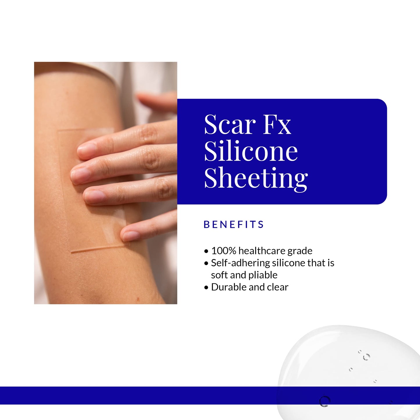 Rejuvaskin Scar Fx Silicone Sheeting - 1 Inch x 22 Inches Silicone Scar Tape for Abdominal Scars - Silicone Tape for Soften, Flatten, Reduce and Recover Scars - Physician Recommended - 1 Sheet