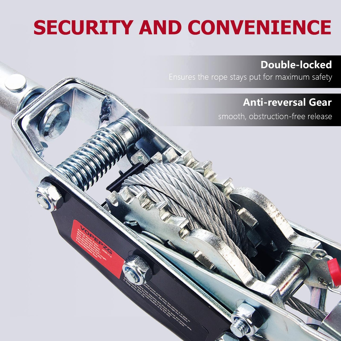 VOPEPZG Come Along Winch,5 Ton Capacity with 11.5FT Steel Cable,Heavy Duty Come Along Tool with Dual Gears,3 Hooks,Hand Winch Tool for Road Vehicle Recovery and Pulling Tree,Fence Stretcher,Frame