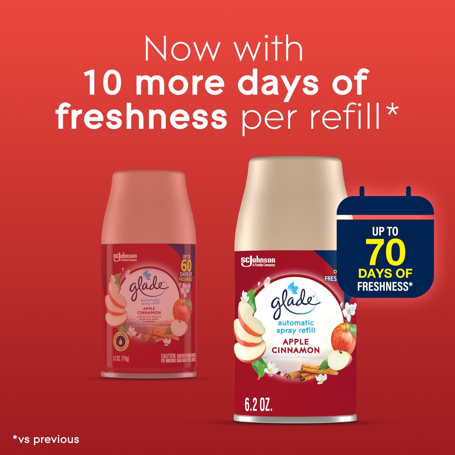 Glade Automatic Spray Refill, Apple Cinnamon, Scented Air Freshener for Home and Bathroom, 6.2 Oz, 6 Count