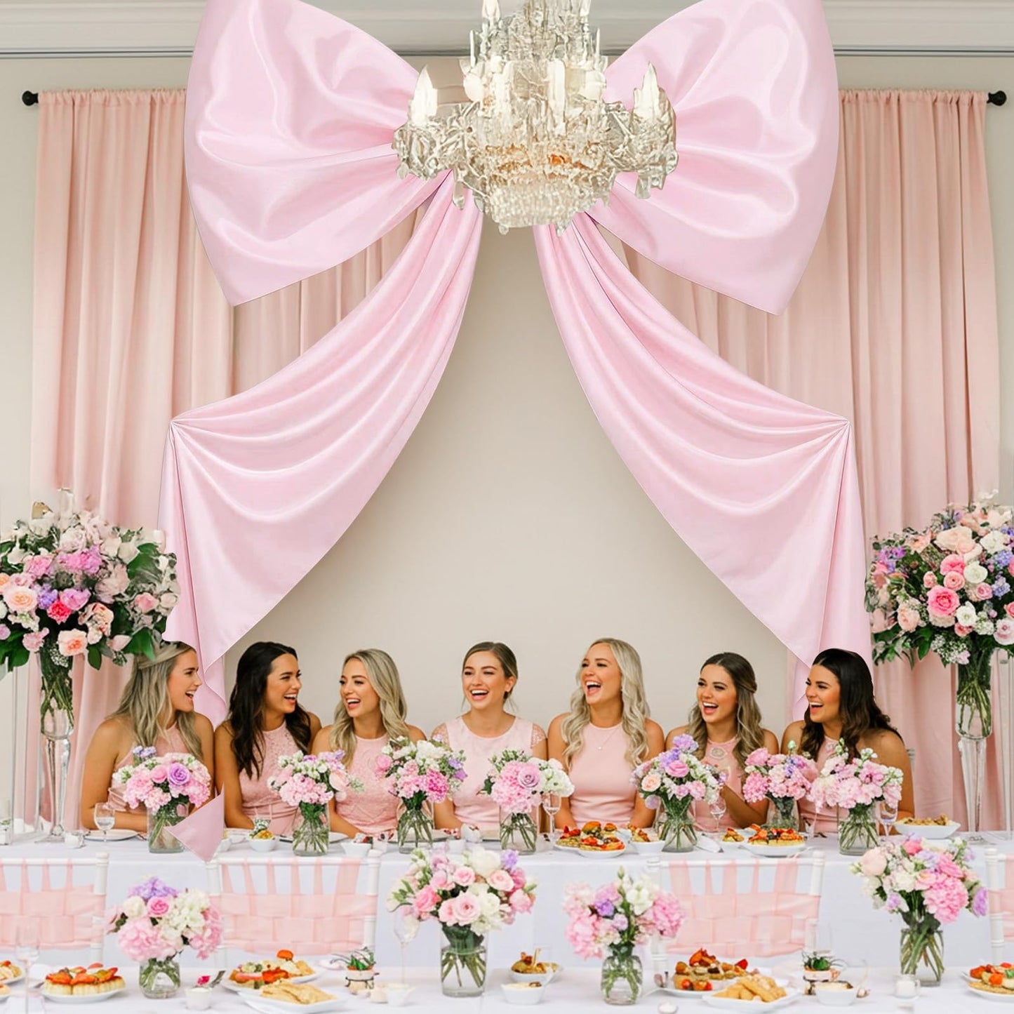 GUDELAK 95 x 70 Inches Extra Large Bow Themed Party Decorations Giant Pink Bow Decor Satin Ribbon, Contains Felt Big Pink Wall Decor Girl Coquette Birthday Decorations Bachelorette Bridal Supplies