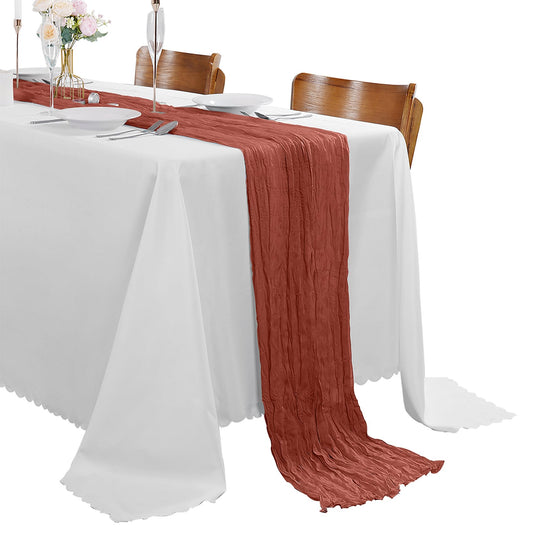 30 Pack Terracotta Cheesecloth Table Runner 9FT Rustic Sheer Table Runners 17x108 Inch Gauze Boho Runner for Wedding Bridal Baby Shower Birthday Party Table Decorations