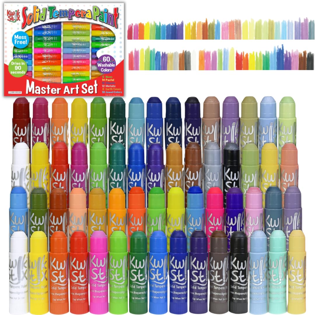 The Pencil Grip Kwik Stix Master Art Set 60 Colors, Includes Classic, Metallic, Neon, Jewel, Pastel and Earth Colors, TPG-690
