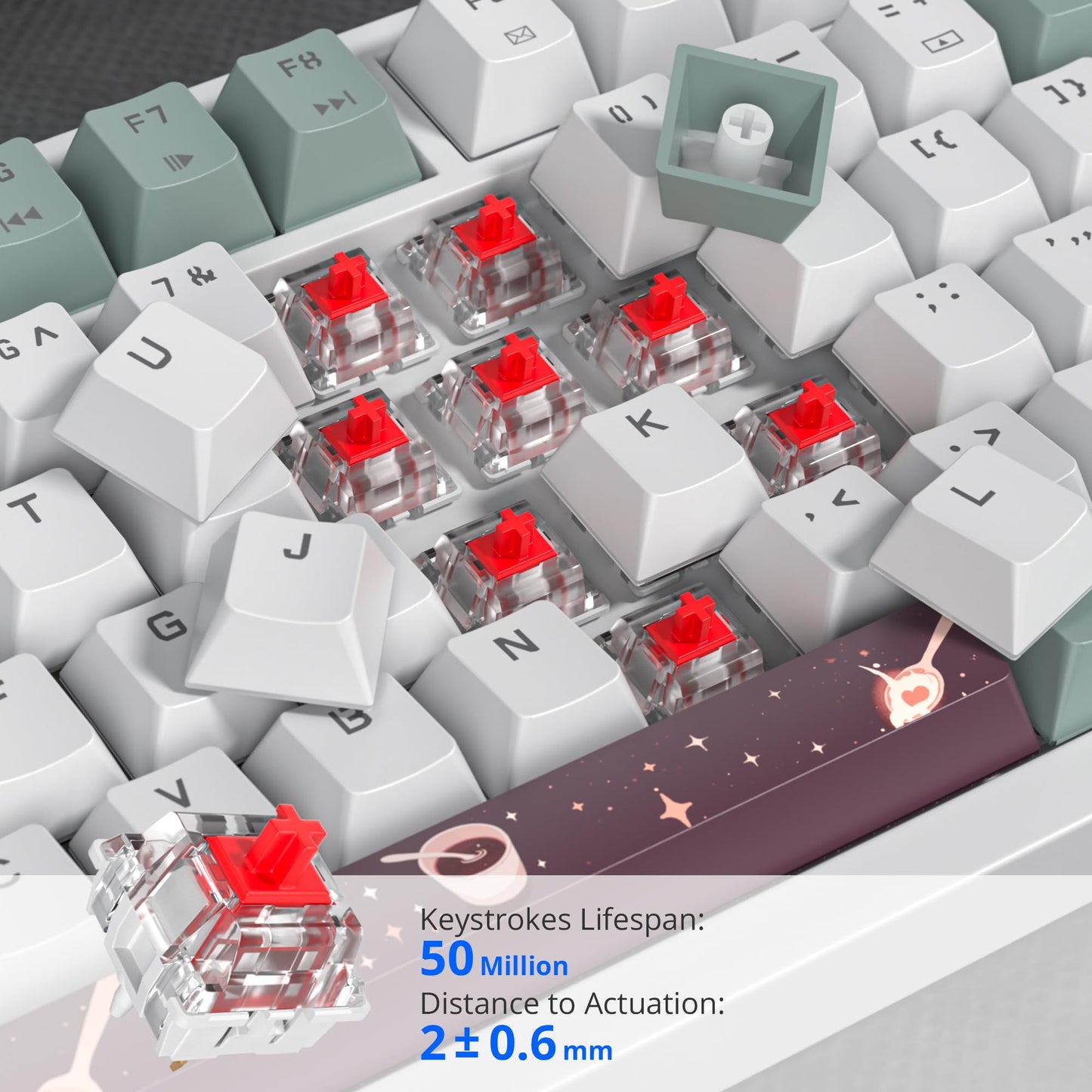 iRoboosta 75% Green Mechanical Gaming Keyboard, Hot Swappable RGB Custom Keyboard with Knob, Gasket Mount Wired TKL Red Switch Keyboard 75 Percent, Creamy Mechanical Keyboard (82 Green White)