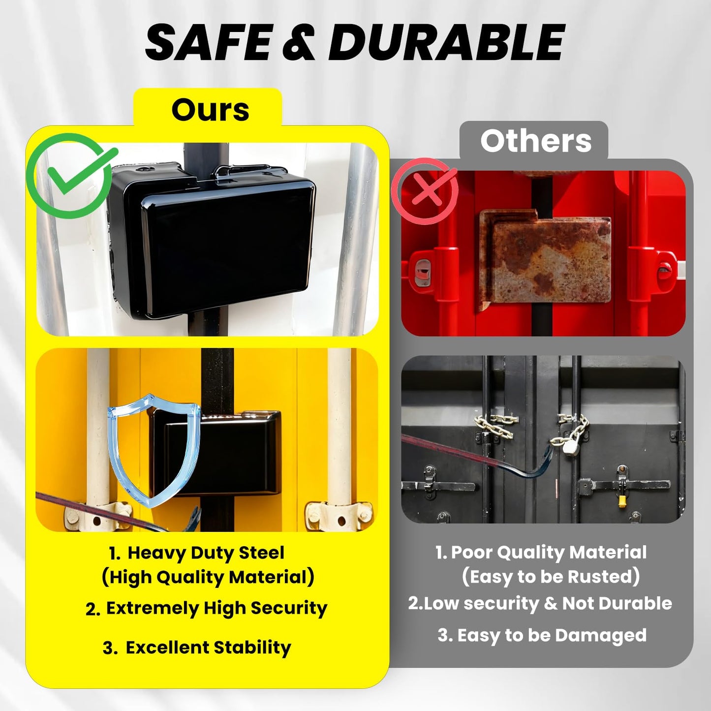 Nrovonis Shipping Container Lock box, Protection Device Heavy Duty Bolt-on Security Accessories with Padlock & 5 Keys (Black)
