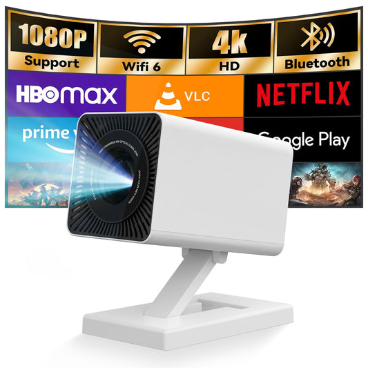 [Built-in Apps & 2026 Upgraded] Mini Projector｜Portable Projector 1080P/4K Support｜Smart Projector with Auto Keystone Correction｜Home/Movie Projector for Phone/TV Stick/Laptop