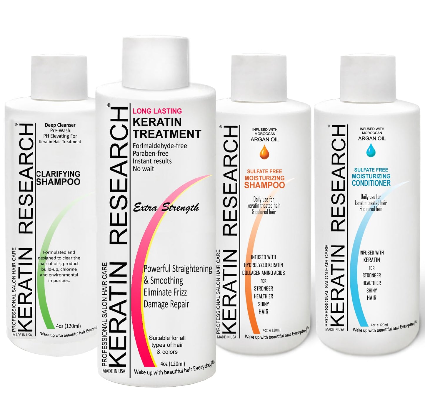 New Brazilian & Blowout Straightening Keratin Hair Treatment STRONG FORMULA Parabens-Free Long Lasting Organic Natural Results with Argan Oil Keratina Brasilera (4PC EXTRA STRENGTH)