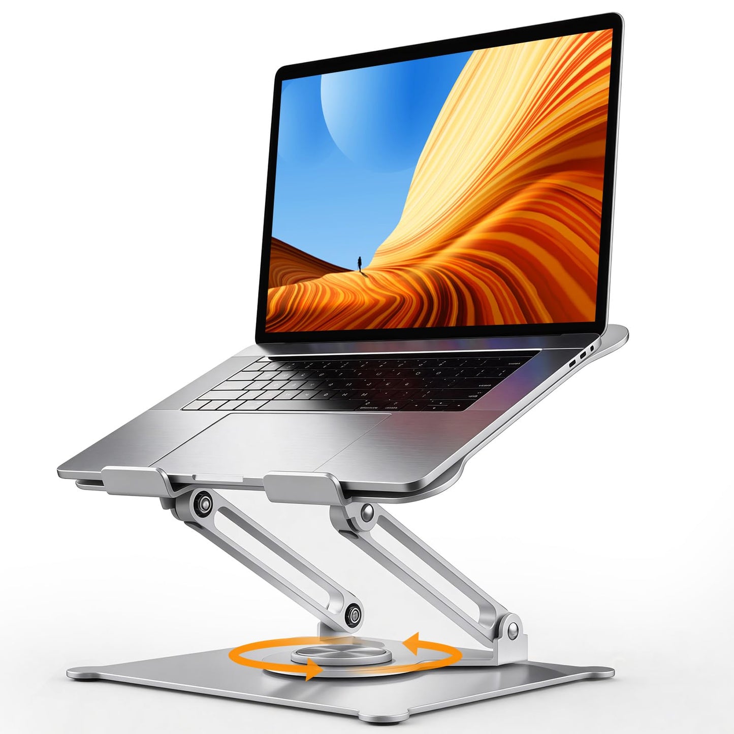Urmust Adjustable Laptop Stand for Desk, 360 Rotating Base, Ergonomic Computer Stand, Compatible with MacBook Air Pro, Dell, HP, for Office Home