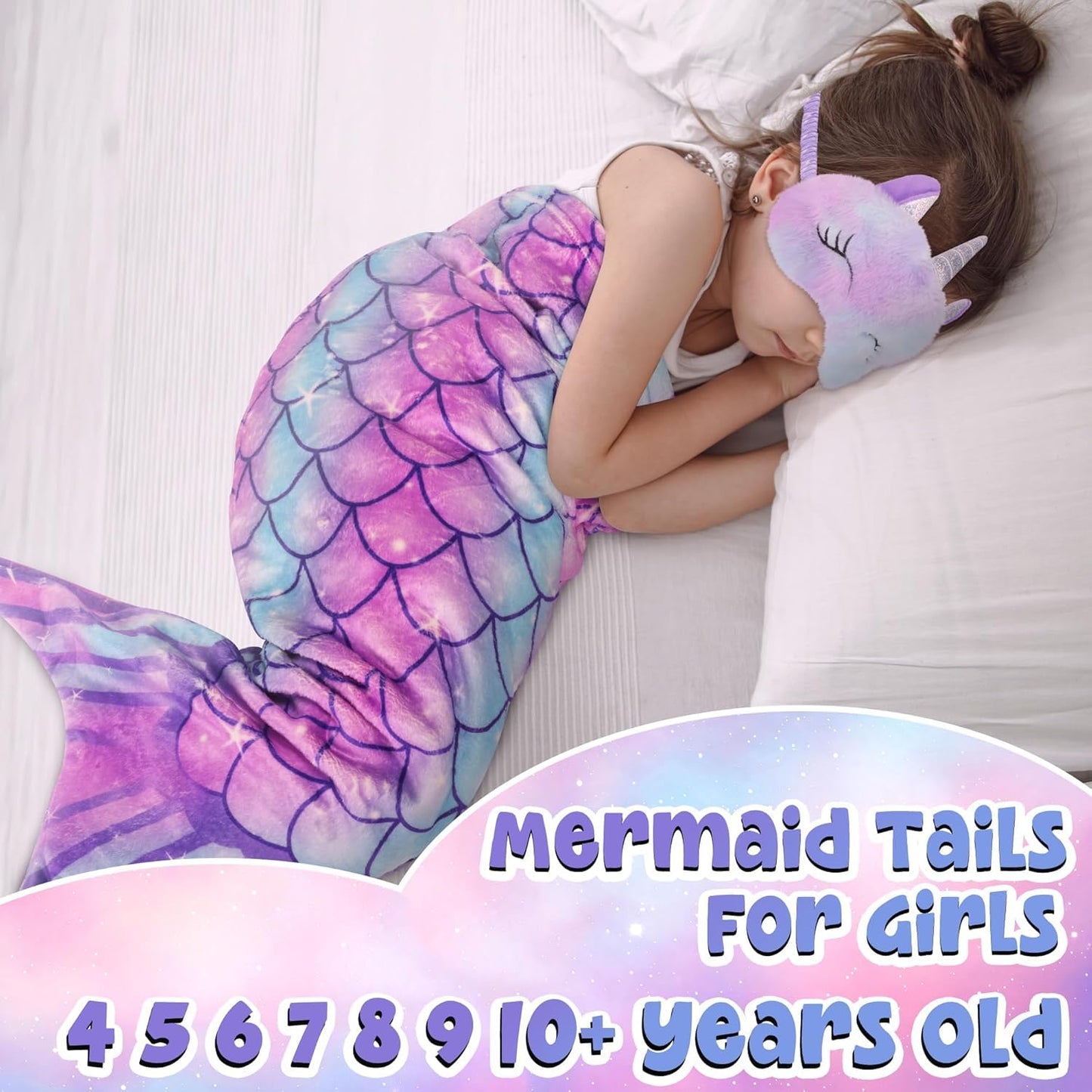 Mermaid Tail Blanket for Girls Valentines Easter Birthday Girl Gifts Diamond Art Kits with Soft Blanket and Water Bottle