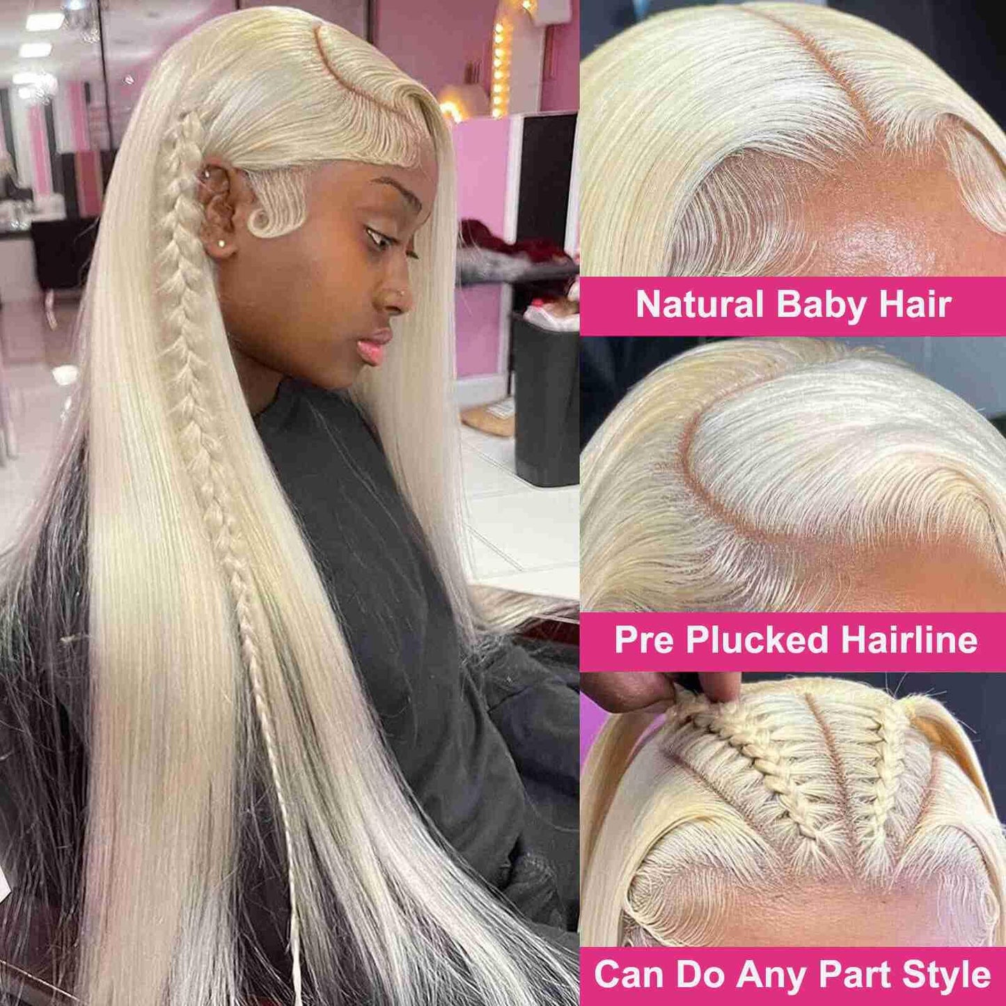 613 13x6 Lace Front Wig Human Hair, 13x6 HD Transparent Straight Blonde Lace Front Wigs Human Hair Pre Plucked 24 Inch 200 Density 613 HD Lace Frontal Wig Human Hair for Women