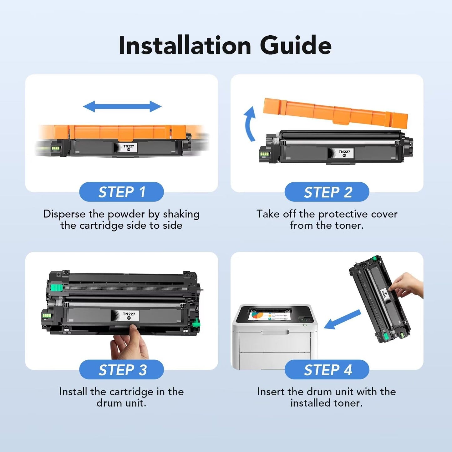 Colorfly Compatible TN227 High Yield Toner Cartridge Replacement for Brother TN-227BK/C/M/Y High Yield TN227 High Yield Toner Cartridge Use with HL-I3290CDW Toner MFC l3770CDW HL-L3270CDW 5P