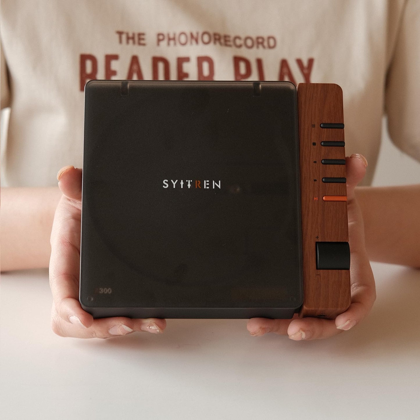 syitren R300 CD Player Portable Bluetooth Desktop Retro CD Players for Home,Without Speakers, Rechargeble Battery Small Compact Vintage CD Player,SPDIF Out,Brown