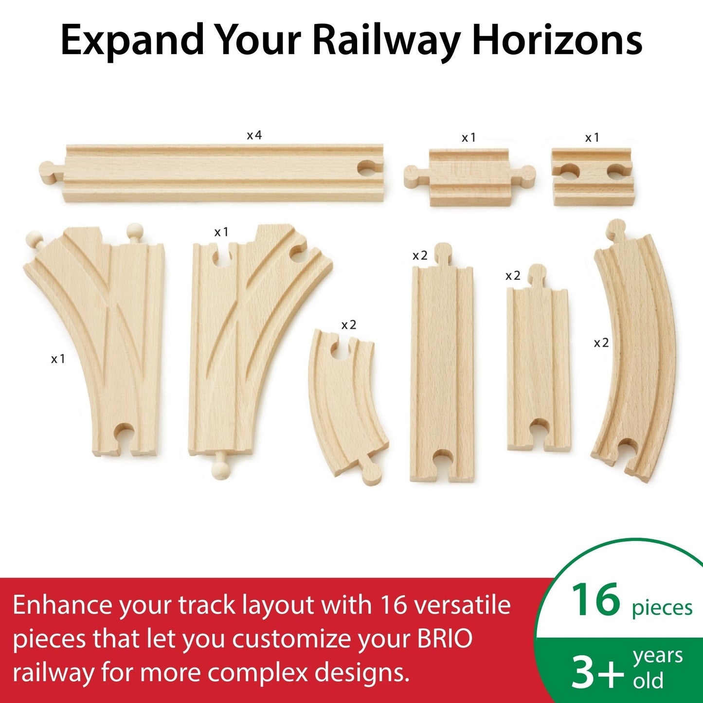 BRIO World - 33402 Expansion Pack Intermediate | Wooden Train Tracks for Kids Age 3 and Up