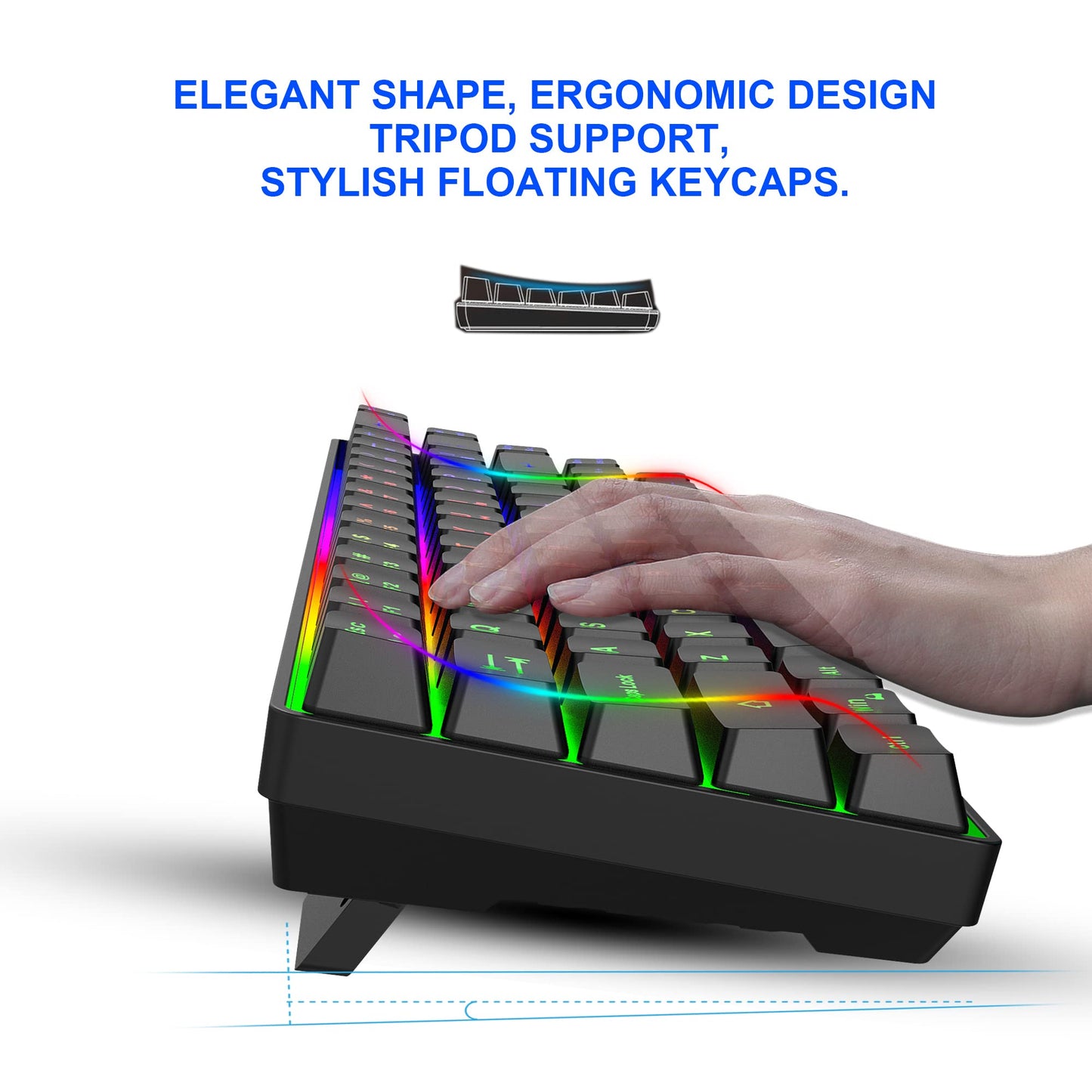 Snpurdiri 60% Wireless Gaming Keyboard and Mouse Combo,LED Backlit Rechargeable 2000mAh Battery,Small Membrane But Mechanical Feel Keyboard + Popular RGB Mice for Gaming,Business Office