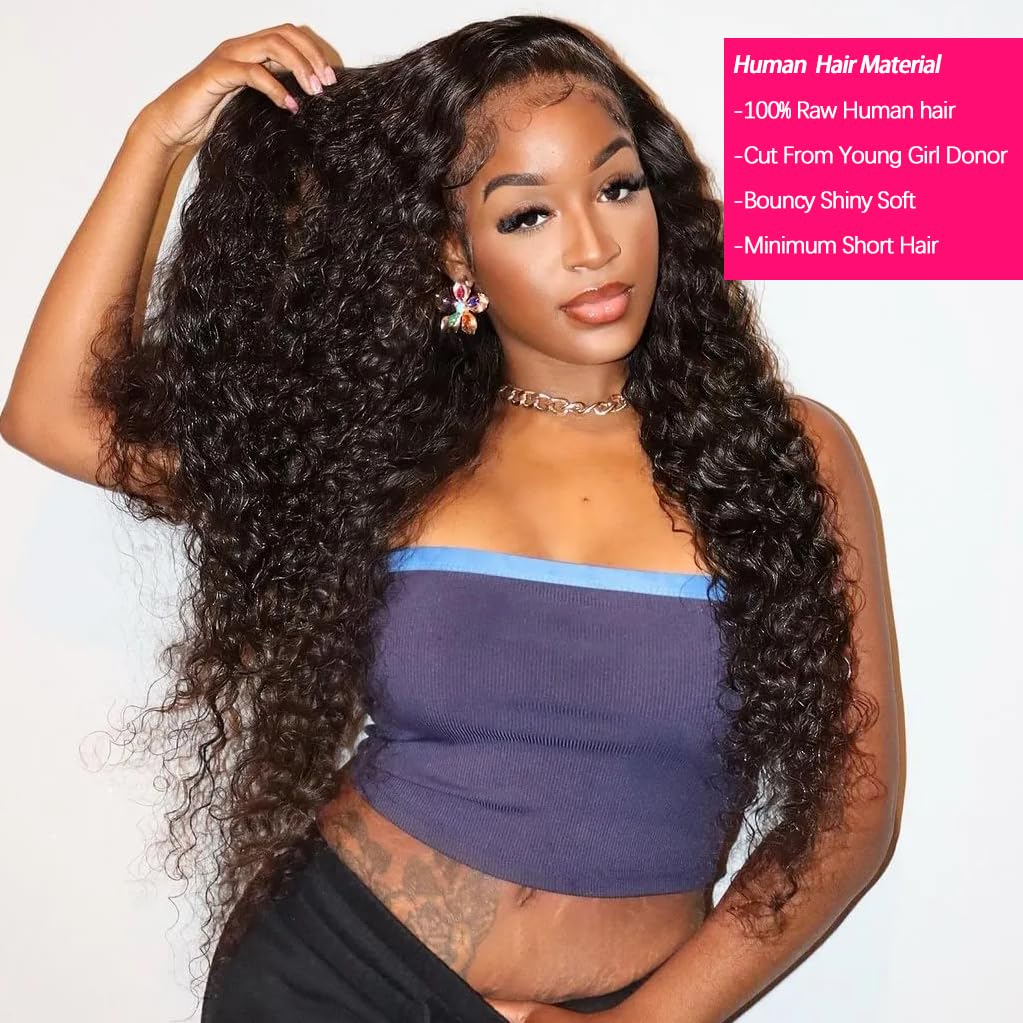 younsolo Deep Wave Bundles Human Hair 3 Bundles (20 22 24 inches) 12A Brazilian Virgin Bundles 100% Human Hair Deep Wave Bundles Deep Wavy Raw Hair Natural Black