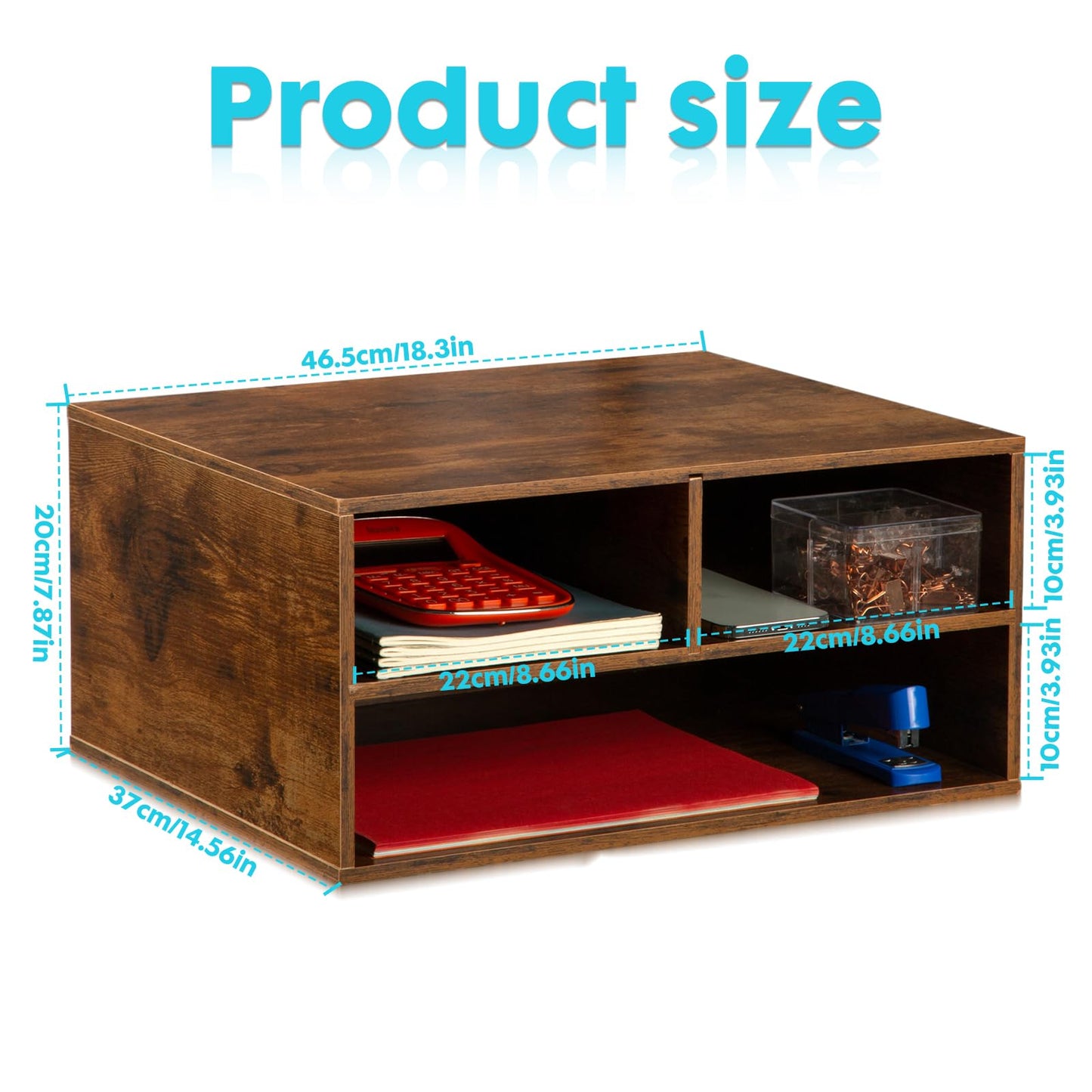 EMERIT Printer Stand Shelf with Storage Wood Desk Paper Organizer for Home/Office, Printer Riser, 2 Tier