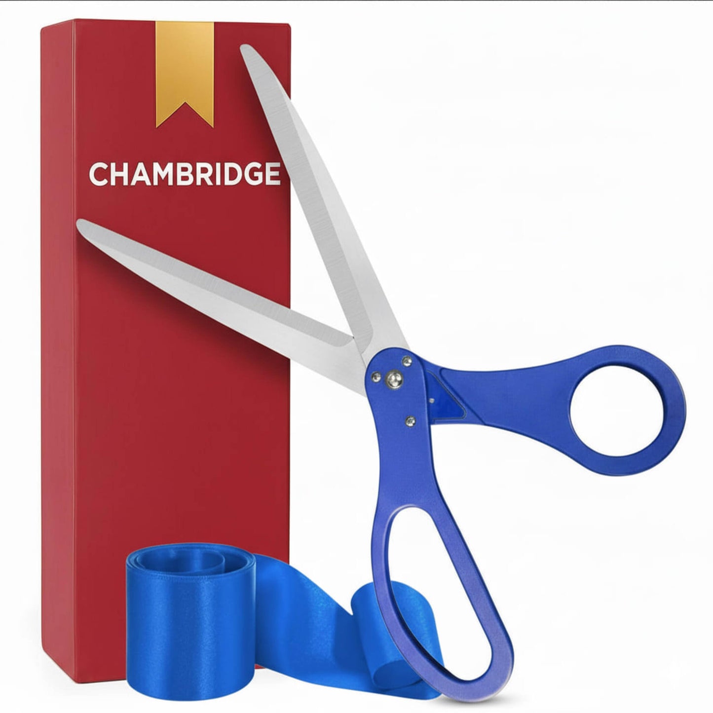 Large Grand Opening Ceremony Kit - 25 Inch Giant Blue Scissors With Ribbon for Inauguration, Ceremonial Cutting, and Special Events
