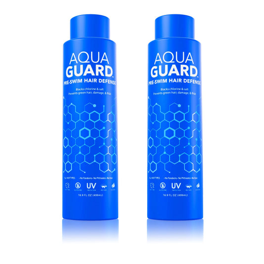 AQUA GUARD Pre-Swim Hair Defense | No More Swim Hair | Prevents Chlorine Damage + Softens Hair While Swimming | Made in California | Color Safe, Leaves Hair Smelling Great | 16.9 oz (2 Pack)