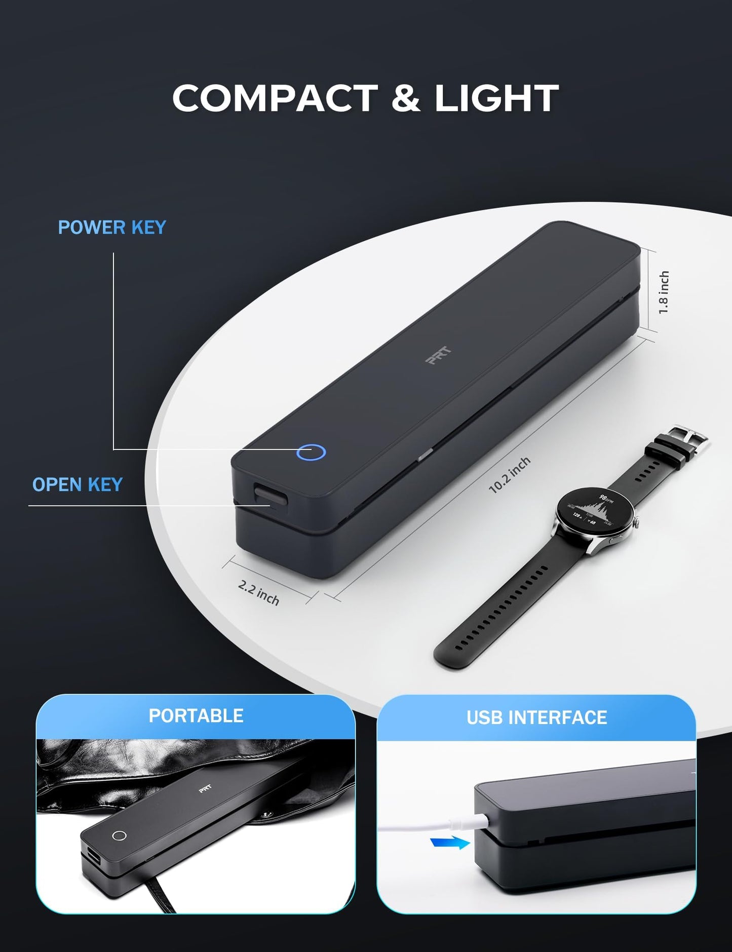 PRT Portable Printer Wireless for Travel, Inkless Bluetooth Compact Mobile Thermal Printer, Supports 8.5" X 11" US Letter, A4 A5, Compatible with iOS, Android, Laptop for Home Use, Office & Vehicles