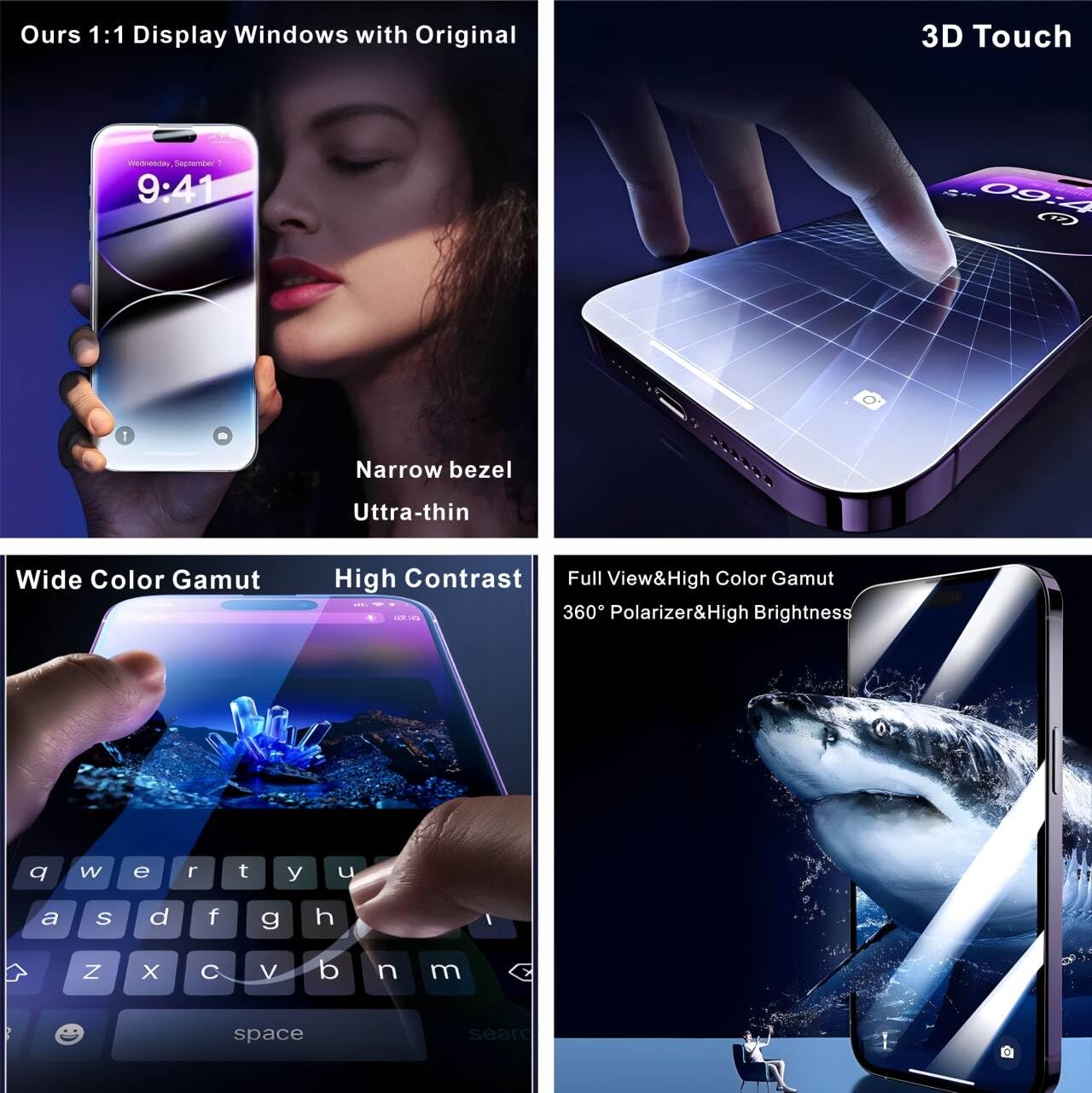ZTR for iPhone 14 Pro Max Screen Replacement, 6.7'' COF LCD Display and Touch Digitizer Full Assembly with Repair Tool Kits, 120Hz Promotion, Screen Protector (for A2651, A2893, A2896, A2895, A2894)