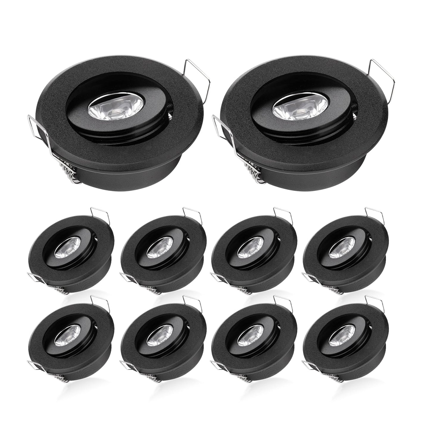 JOYINLED Pack of 10 Mini 3W Mini LED Spot Light Black Recessed Led Ceiling Light for Home Cabinet Closet