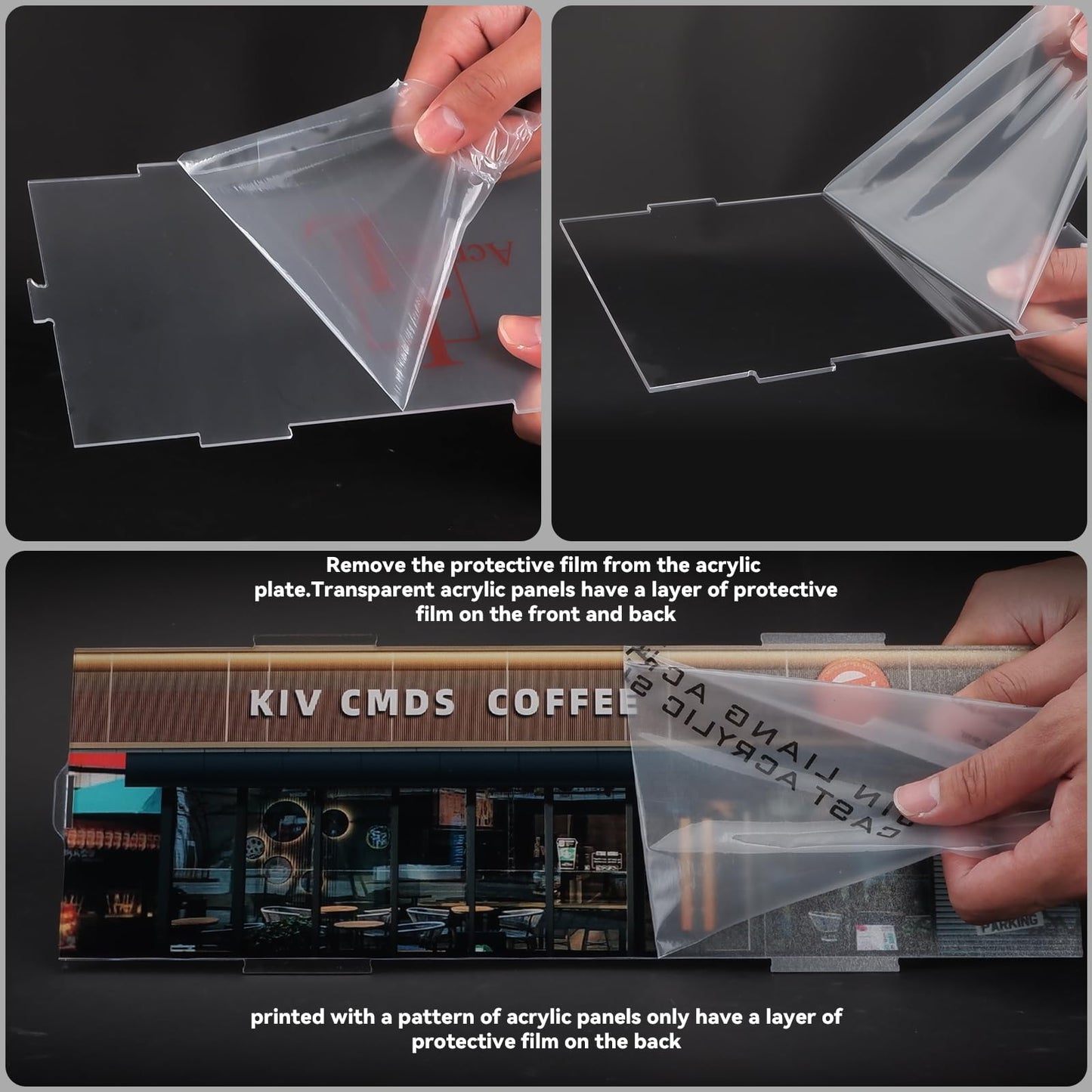 kivcmds 1:24 Scale Car Model Display Case with Parking Lot Scene for Car Model Toys and Lego, Display Stand for Alloy Car Model Toys with Light and Dust Cover (Coffee Bar Parking Lot)