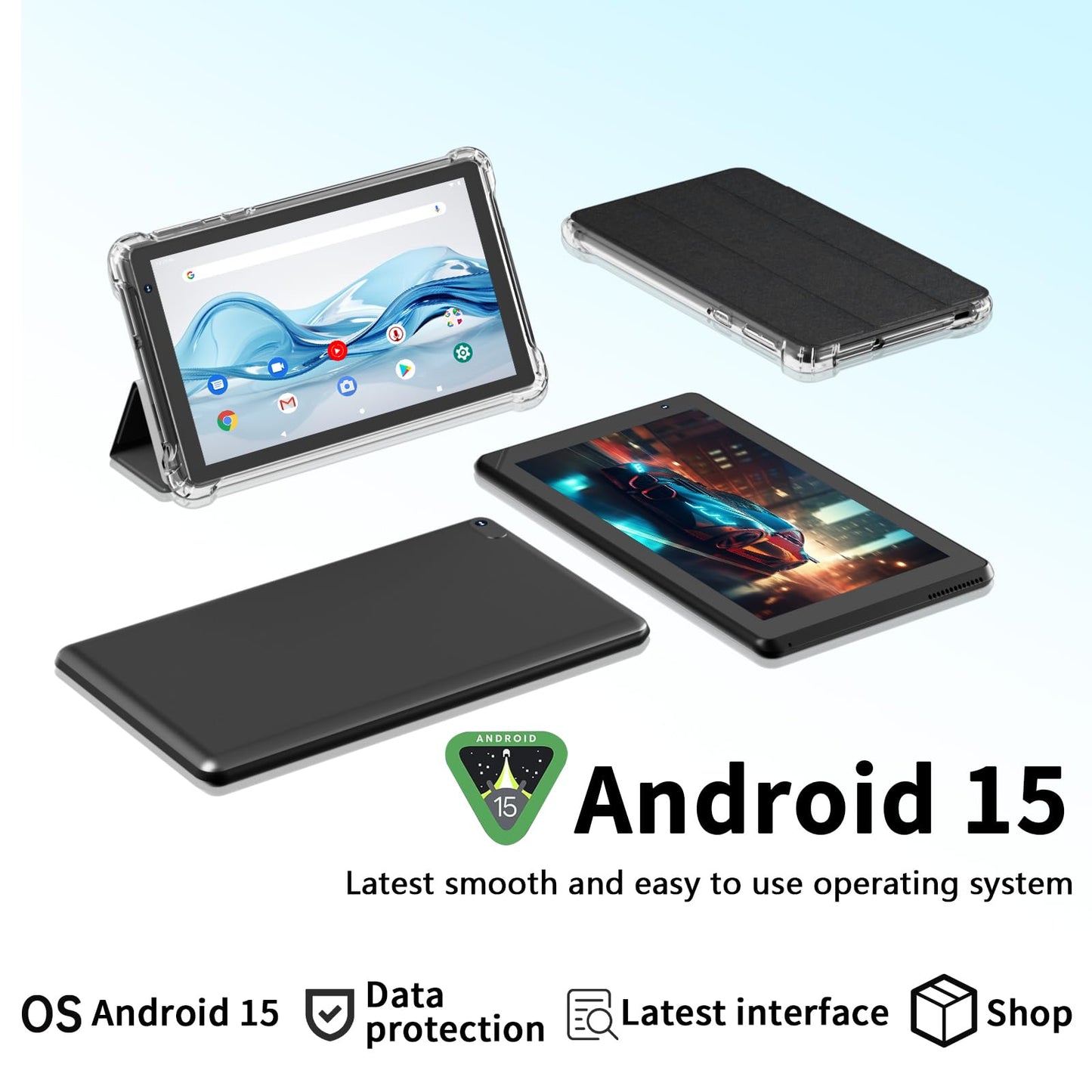 IWEGGO Android 15 Tablet, 7 Inch 6GB RAM+32GB ROM/ 1TB Expandable Computer, 5MP Camera Tablets, 1.6Ghz Quad-core Processor, 3000mAH Battery Tablet PC, Wi-Fi, GMS, Games 7'' Android Laptop