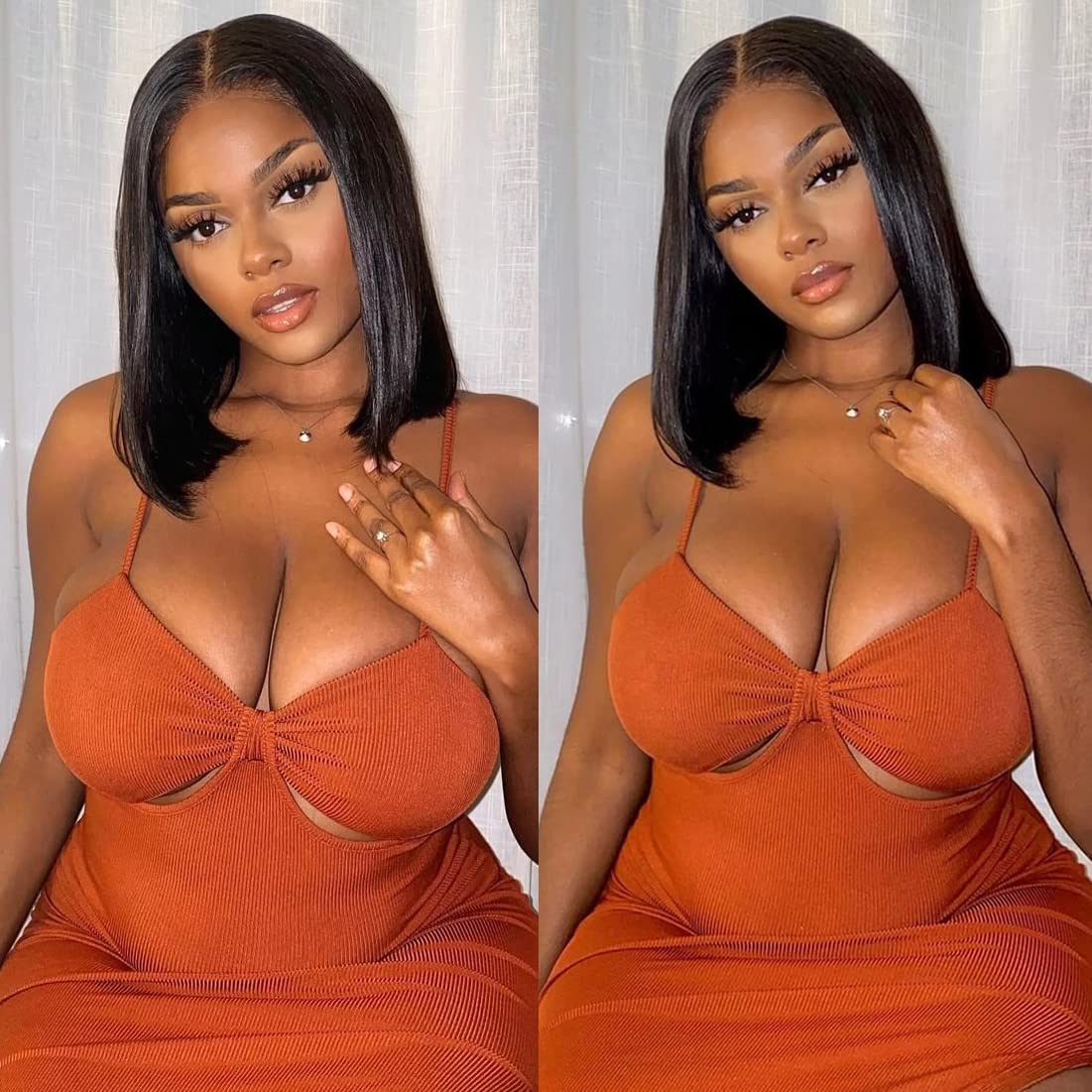 PANEWAY U Part Wig Human Hair Straight Bob Wigs For Black Women 12 inch Brazilian Remy Hair Short Bob Human Hair Wigs Clip in U Part Wig Human Hair Extensions Natural Color