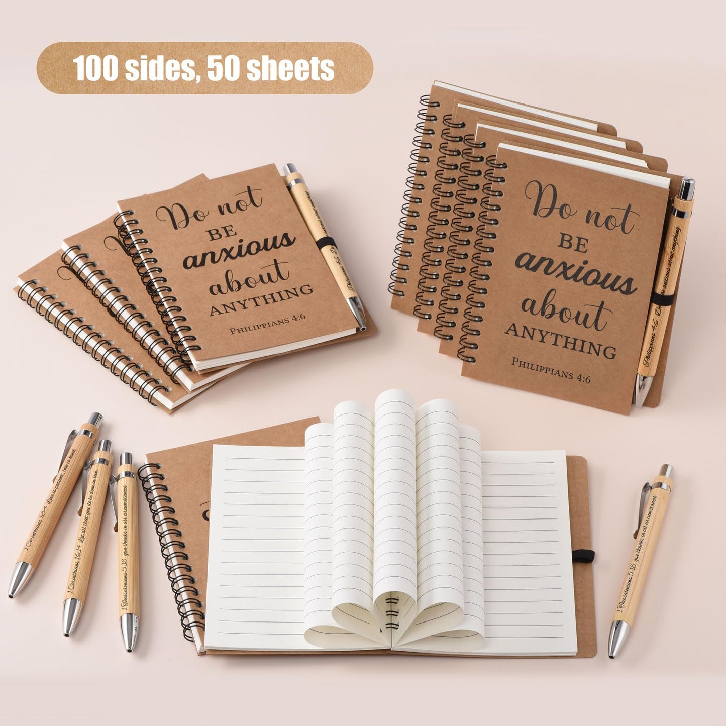 Russel Molly 60 Pcs/30 Set Christian Gifts Spiral Notebooks Bulk Journals with Christian Pens Prayer Journal for Women and Men, Father Day Gifts for Church Members, Bible Study Groups & Religious Families,Small Notepad (4.33" x 5.43")