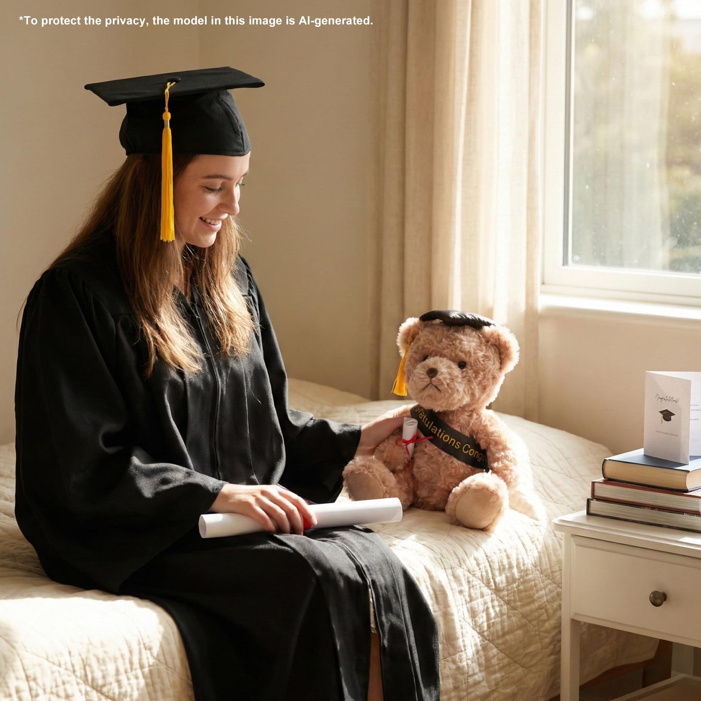 WEIGEDU Graduation Gift Teddy Bear Stuffed Animal Plush Toy with Cap, Sash & Diploma, Graduation Gift for Kids, Students, Boys & Girls, 30cm