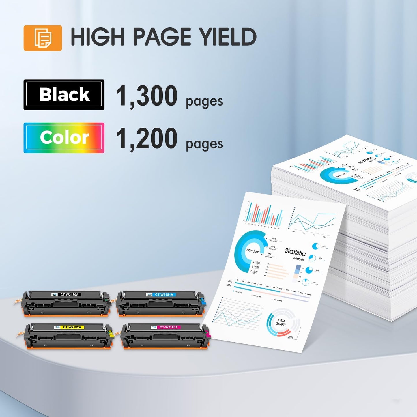 218A 218X Toner Cartridges 4 Pack 3301fdw with Chip Compatible Replacement for HP 218A 218X Color Laserjet Pro MFP 3301cdw 3201dw 3301sdw Printer High Yield Ink Set W2180A (Black Cyan Yellow Magenta)