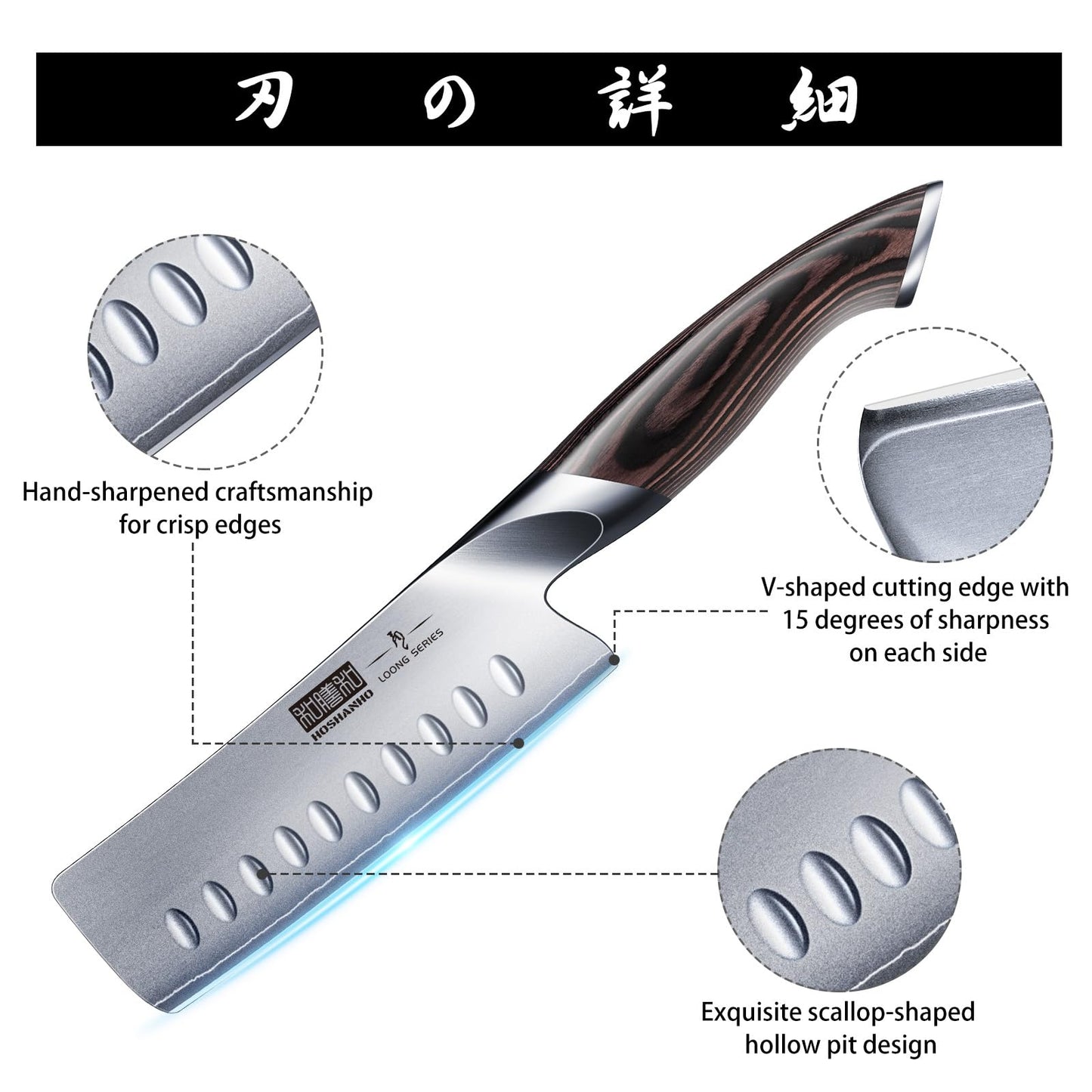 HOSHANHO 5.5 Inch Nakiri Knife, Japanese High Carbon Stainless Steel Chef Knife, Multipurpose Meat Vegetable Sharp Kitchen Knife with Ergonomic Pakkawood Handle
