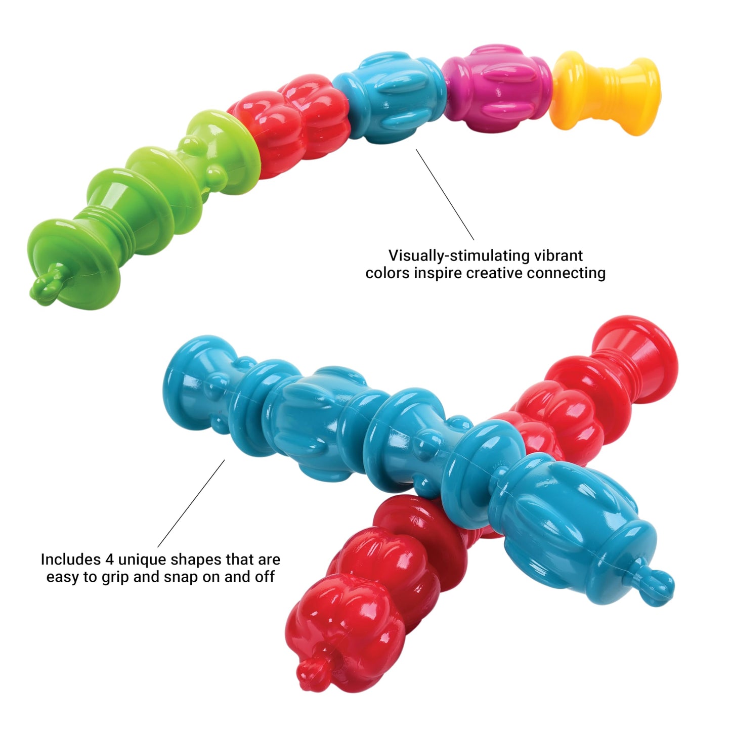 Constructive Playthings TYE-24 24 Piece Snap Beads Set for Kids, Grade: Kindergarten to 2, Age: 10" Height, 3" Wide, 8.5" Length