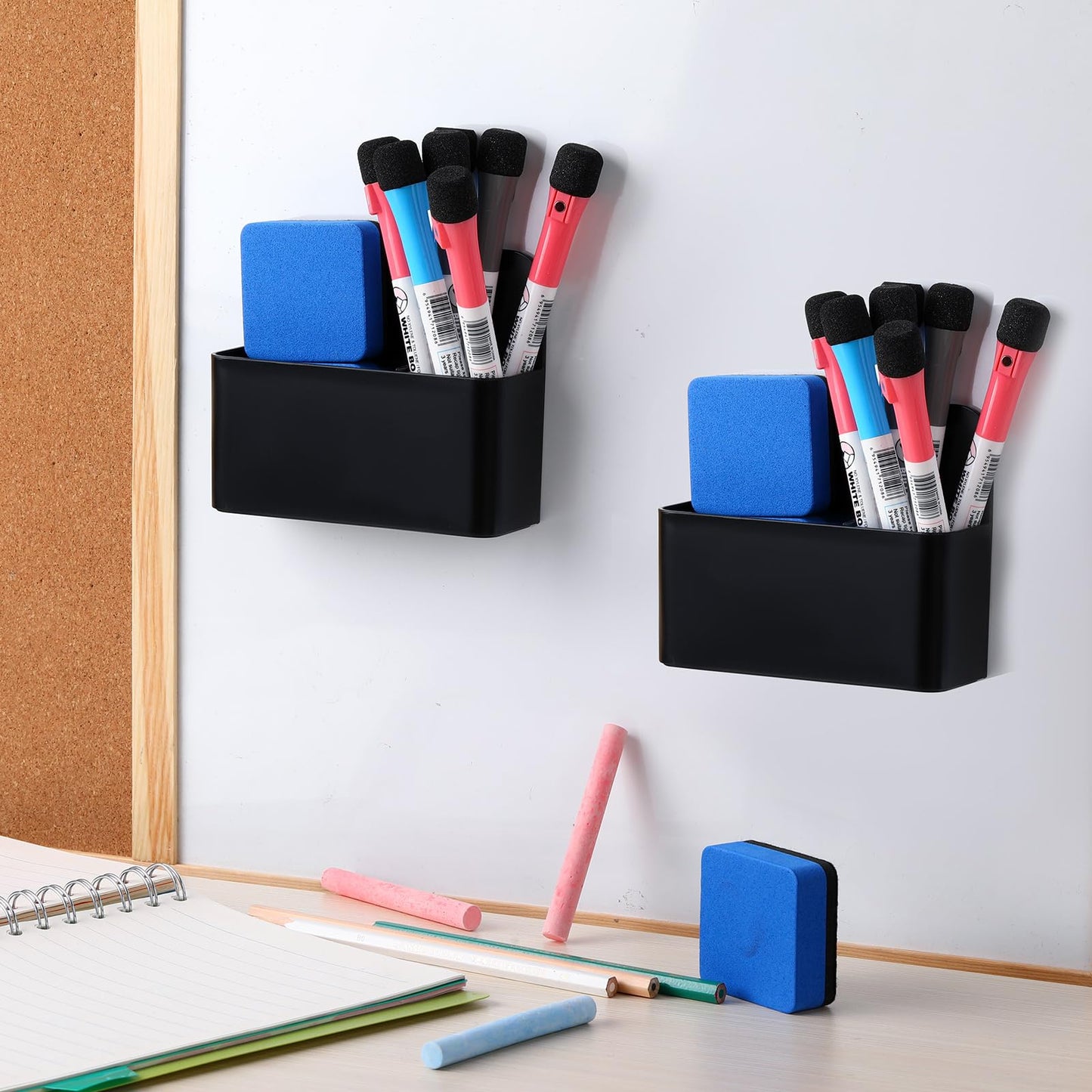 Colarr 20 Pack Magnetic Dry Erase Marker Holder Bulk Whiteboard Magnetic Marker Holder Pen Pencil Organizer for Classroom Whiteboard Refrigerator Locker Storage (Black)