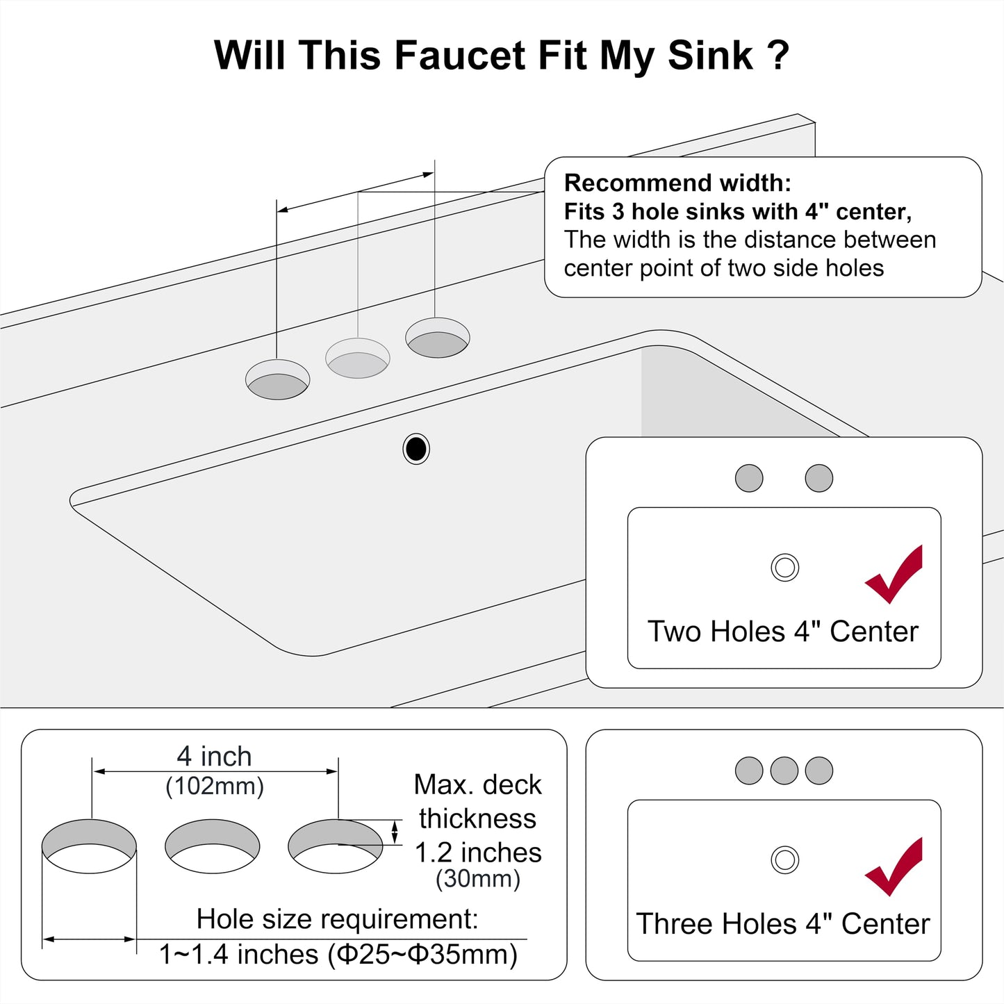 Derengge 2 Handle Oil Rubbed Bronze Bathroom Sink Faucet 3 Hole with Overflow Pop up Drain,360° Swivel Spout 4 Inch Centerset Lavatory Faucet,F-4501-NB
