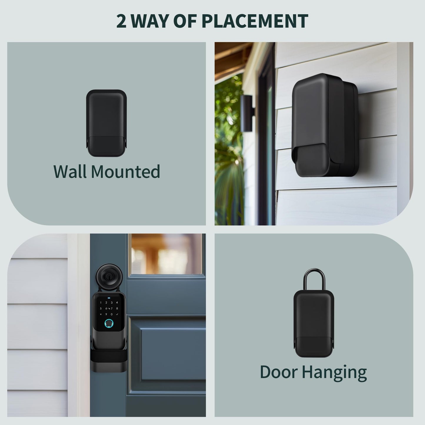 Moquin Smart Lock Box for House Keys, Fingerprint Lockbox Bluetooth Key Box with 5 Unlock Ways Fingerprint, App Control, Access Card, Passcodes, Manual Key for Airbnb & Home & Office & Garage