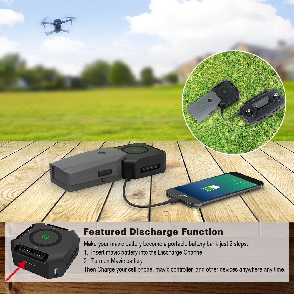Smatree Battery Charger Compatible for Mavic Pro/Platinum, Mavic Pro Charge Hub with 80W Rapid Battery Power Adapter(Not Fit for DJI Mavic 2 Pro/2 Zoom/Mavic Air 2)