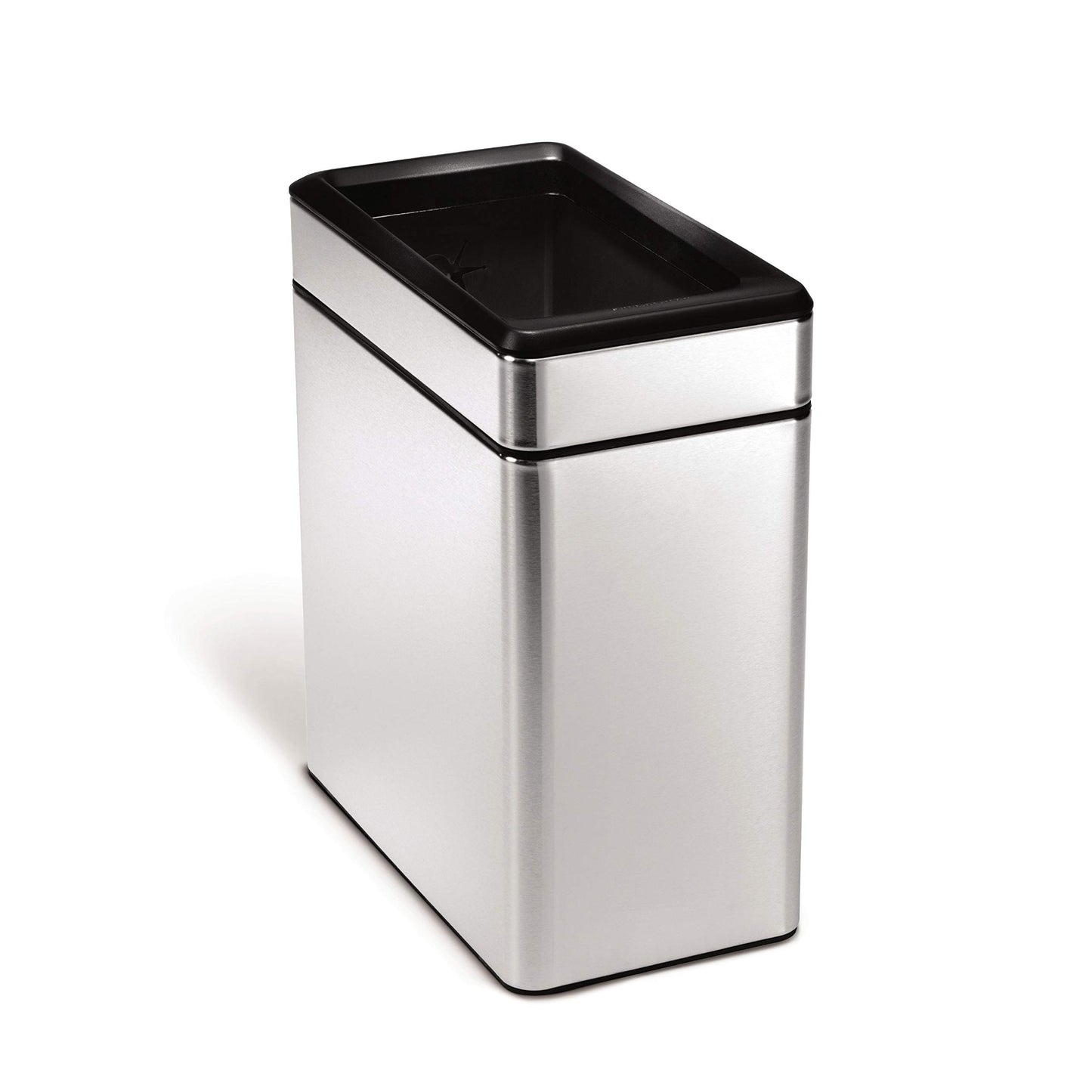simplehuman Slim Open Can, 10L / 2.6 Gallon Commercial Office Trash Can for Hotel Rooms, Conference Rooms, Reception, Heavy Duty Stainless Steel, ADA-Compliant, Brushed Stainless Steel