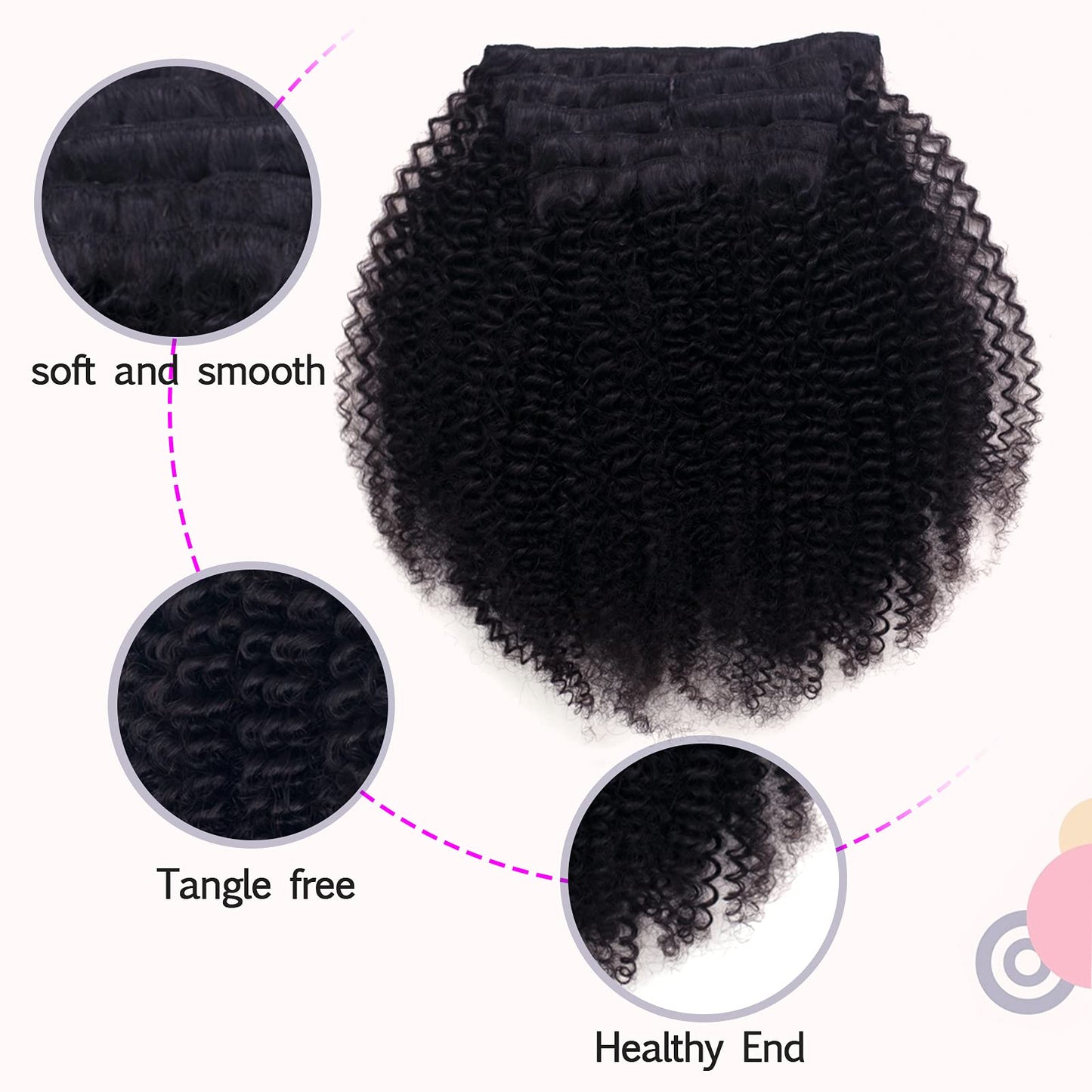 Vanalia 3C 4A Afro Kinky Curly Clip in Hair Extensions, Kinky Curly Clip Ins for African American Black Women, 100% Remy Human Hair Clip Ins Double Wefted,120 Gram,16Inch