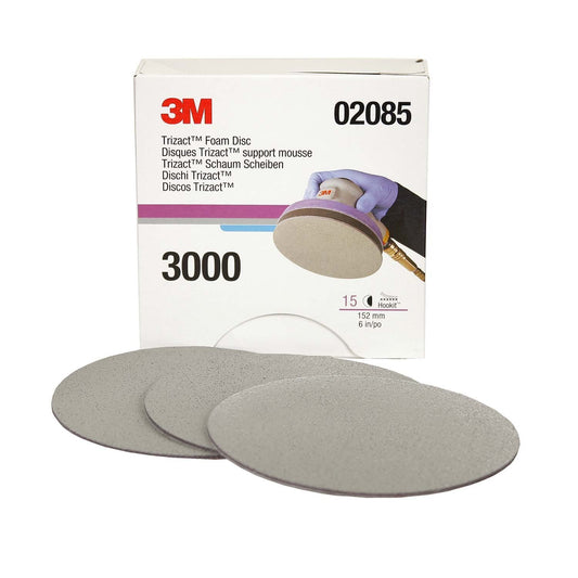 3M Trizact Hookit Foam Disc, 02085, 6 in, P3000, 15 discs per carton,Blue751