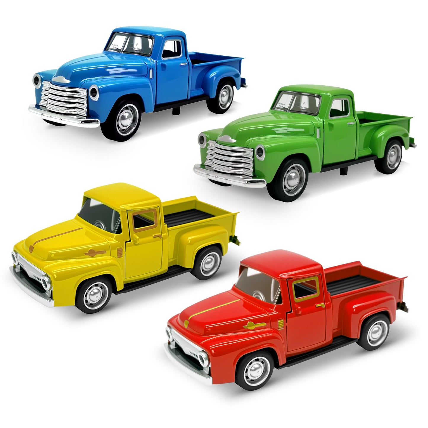 AGSIXZLAN 4 x Toy Cars for Toddlers 2 3 4 5 6 7 8 Years Alloy Toy Cars 1:32 for Toddlers Can Be Driven Car Door Can Be Opened Truck