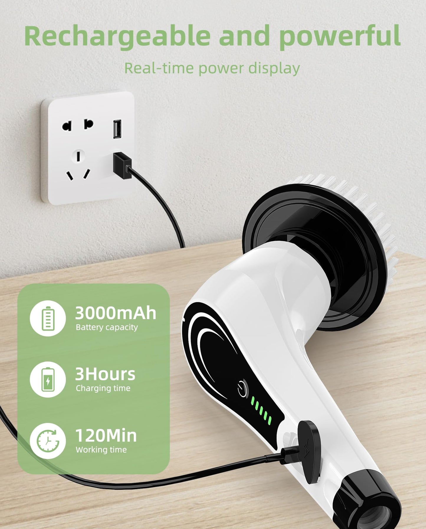 Lichffy Electric Spin Scrubber, Cordless Floor Scrubber Machine with 6 Cleaning Pads & Telescopic Handle, Bathroom Scrubber for Cleaning Tile Grout Tub Shower Floor Window Carpet, White-qe1...
