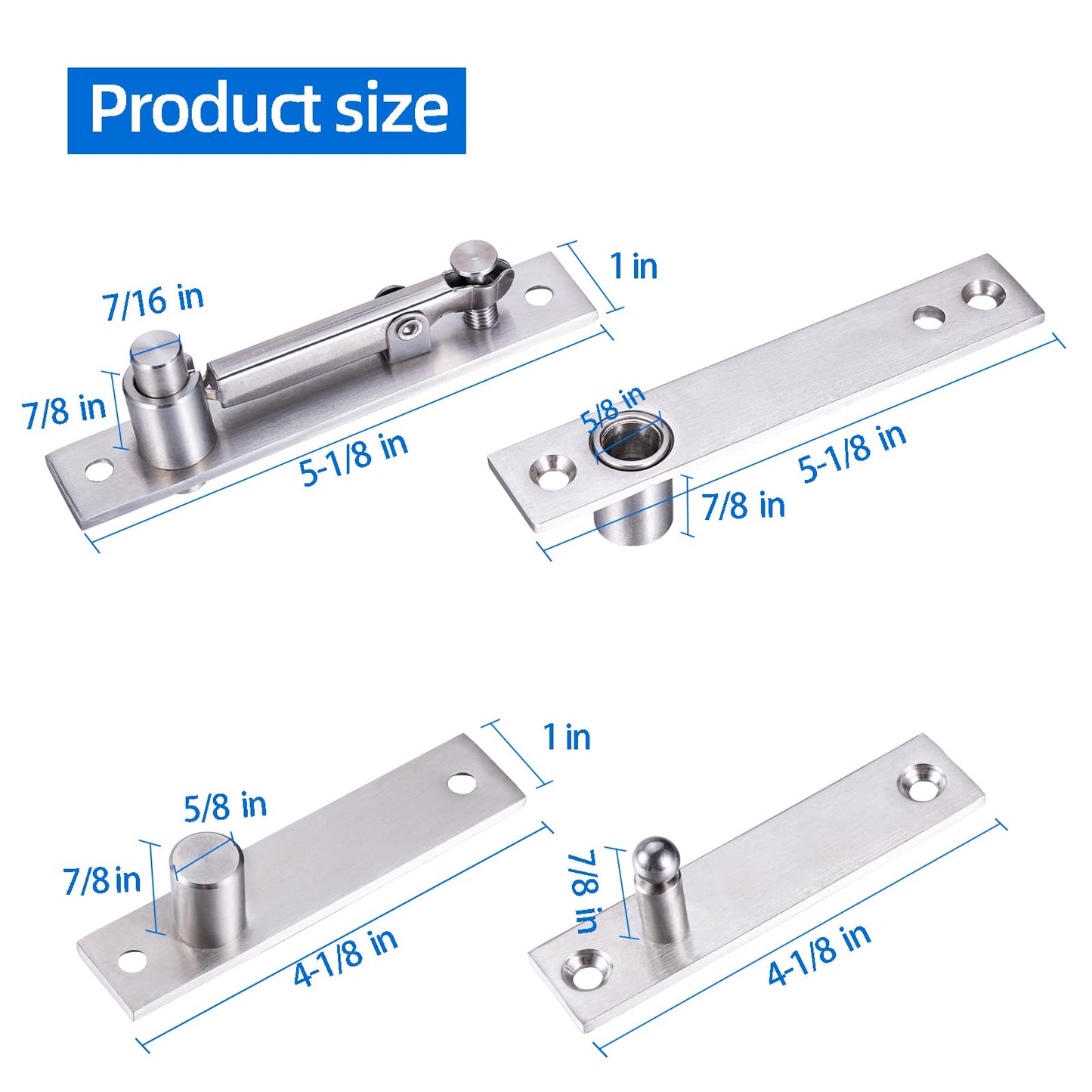 2 Pack | Heavy Duty Pivot Hinge for Wood Door - HBL' Stainless Steel Hidden Door Hinge for Secret Door, with 360 Degree Rotation, Invisible Pivot Door Hardware for Bookshelf.