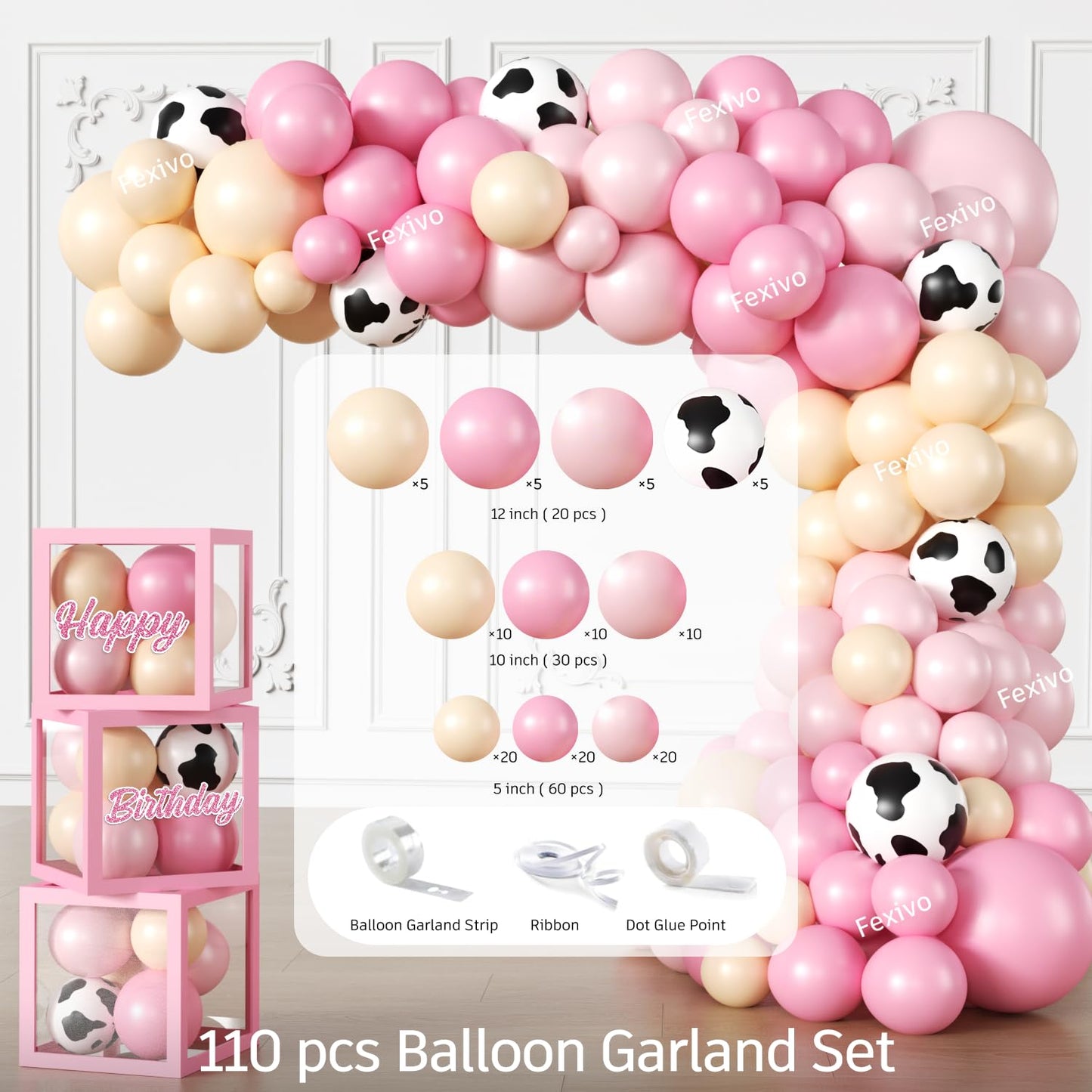Fexivo 313pcs Farm Birthday Decorations for Girl, Worry-free One-stop Set for 25 Guests, with Thick Plates Banner Centerpieces and Cupcake Toppers, Easy Setup for Farm Themed Party