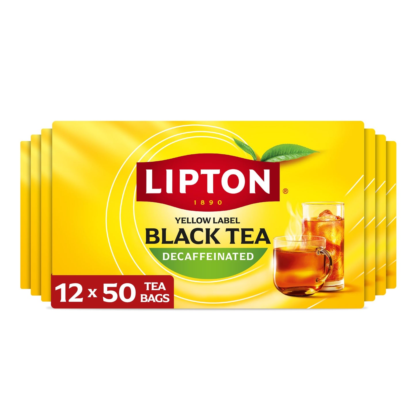 Lipton Decaffeinated Black Tea Bags 12-Pack Bundle with 600 Total Count for Hot or Iced Tea Rainforest Alliance Certified Smooth Vibrant Flavor Foil-Wrapped Premium