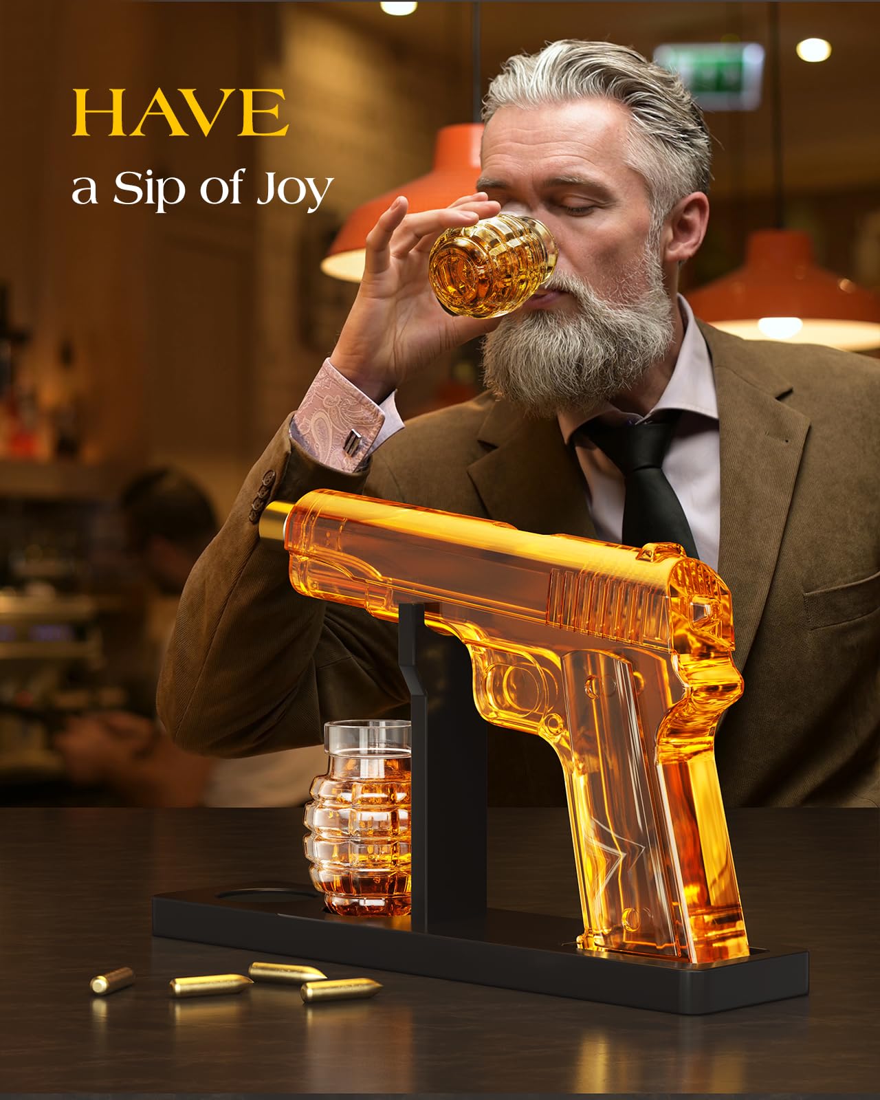 Gifts for Men Dad, Whiskey Decanter Set with 2 Glasses, Ideas for Father, Husband, Boyfriend, Brother, Military Enthusiasts, Birthday, Anniversary, Valentine's Day, Drinking Accessories for Home Bar