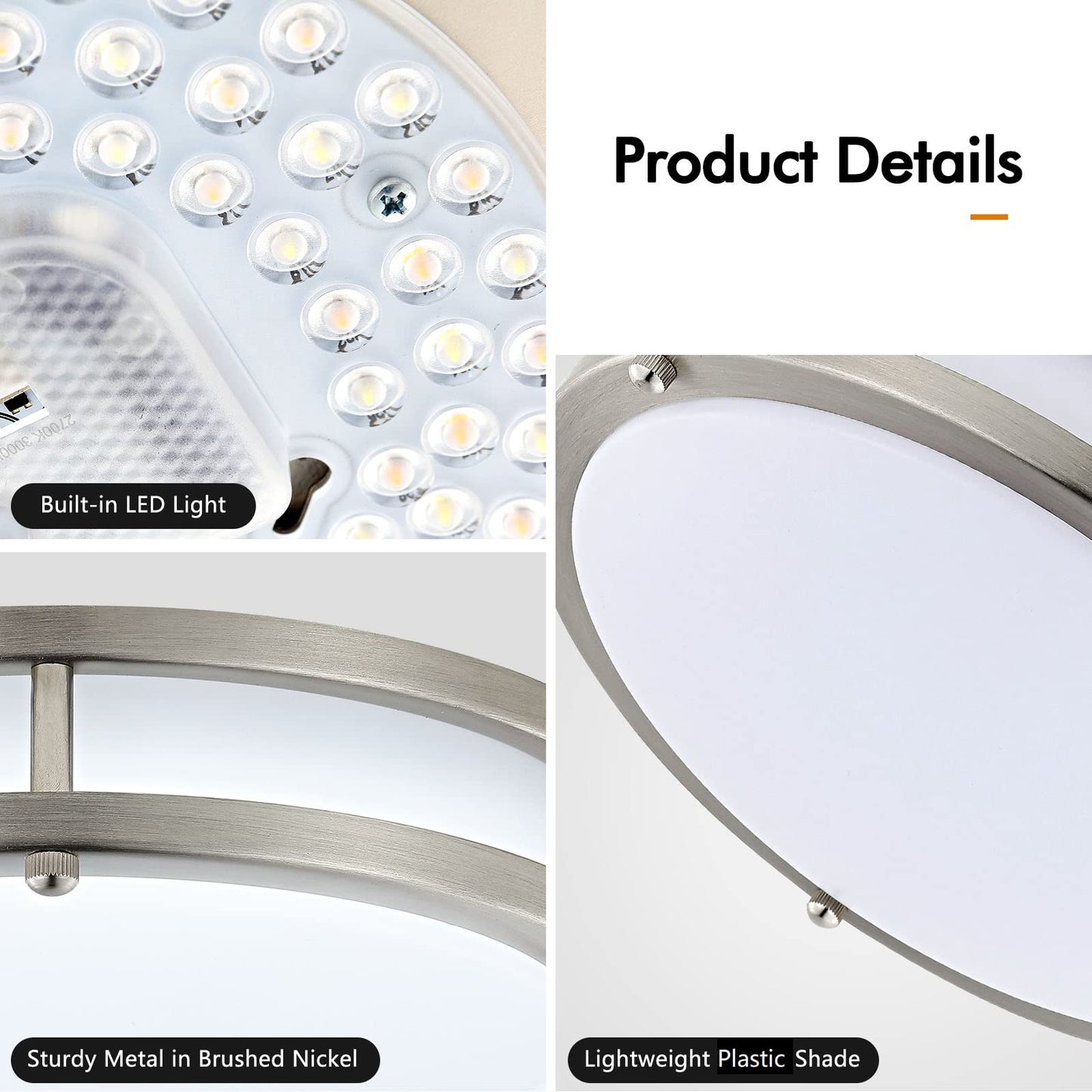 4-Pack 10Inch LED Flush Mount Ceiling Light Fixtures for Kitchen 30W, 5CCT 2700K 3000K 4000K 5000K 6500K, 3200LM Dimmable Ceiling Lights, Bright Ceiling Lamps for Bathroom Stairwell Bedroom, Nickel