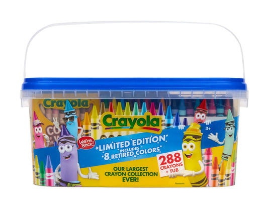 Crayola Crayon Tub (288ct), Bulk Crayons for Kids, Limited Edition Crayon Colors, Classroom Art Supplies for Preschool & Kindergarten,
