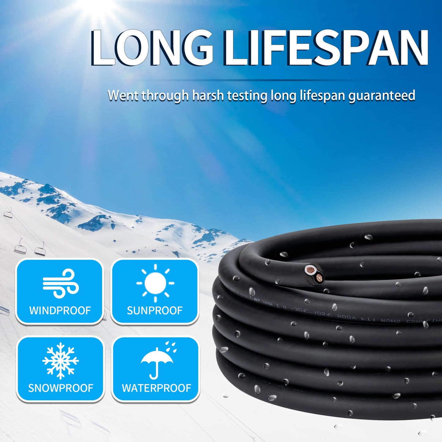 8 Gauge 2 Conductor Electrical Wire 8/2 Wire 100FT 600V 8 AWG 2 Conductor Wire for Motor Leads, Portable Lights, Battery Chargers, Machinery, Large Speakers (8AWG-2C, 100FT)